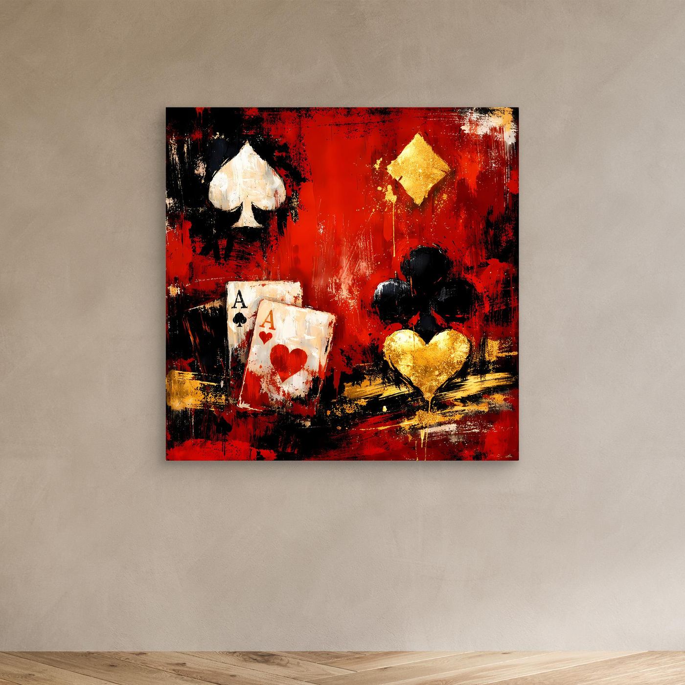 Leinwand Abstraktes Poker-Design mit Assen | Modernes Spielkarten Wandbild Kunst