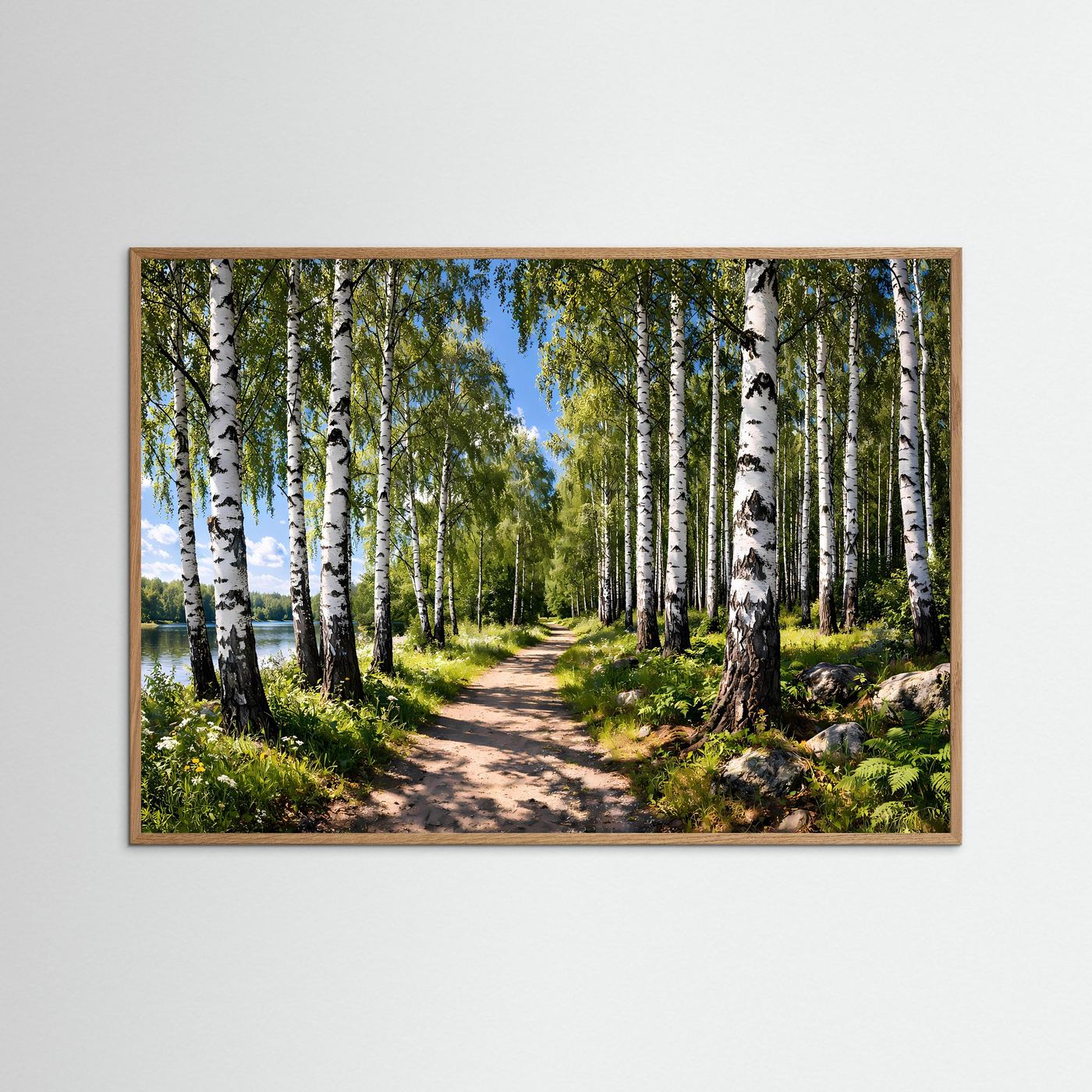 Lichter Birkenwald am Seeufer | Natur & Weg Poster Querformat