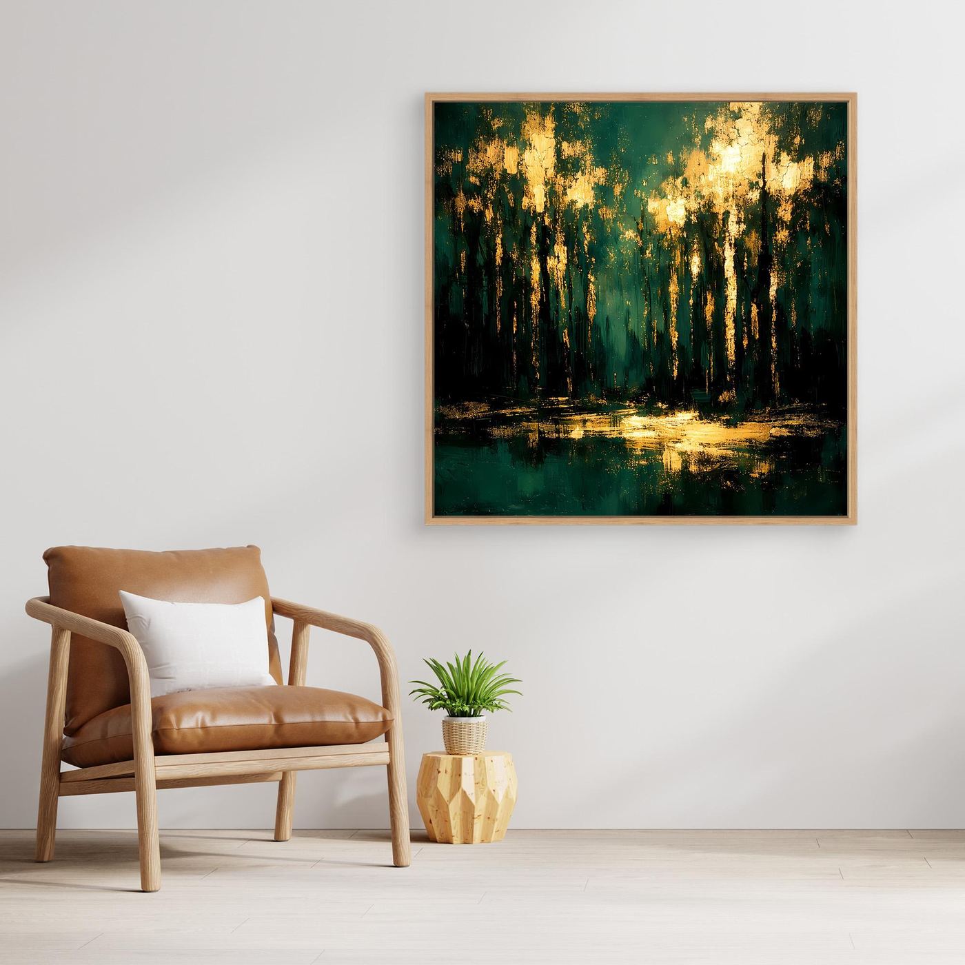 Leinwand Mystischer Wald im Abendlicht | Abstraktes Natur Wandbild Moderne Kunst