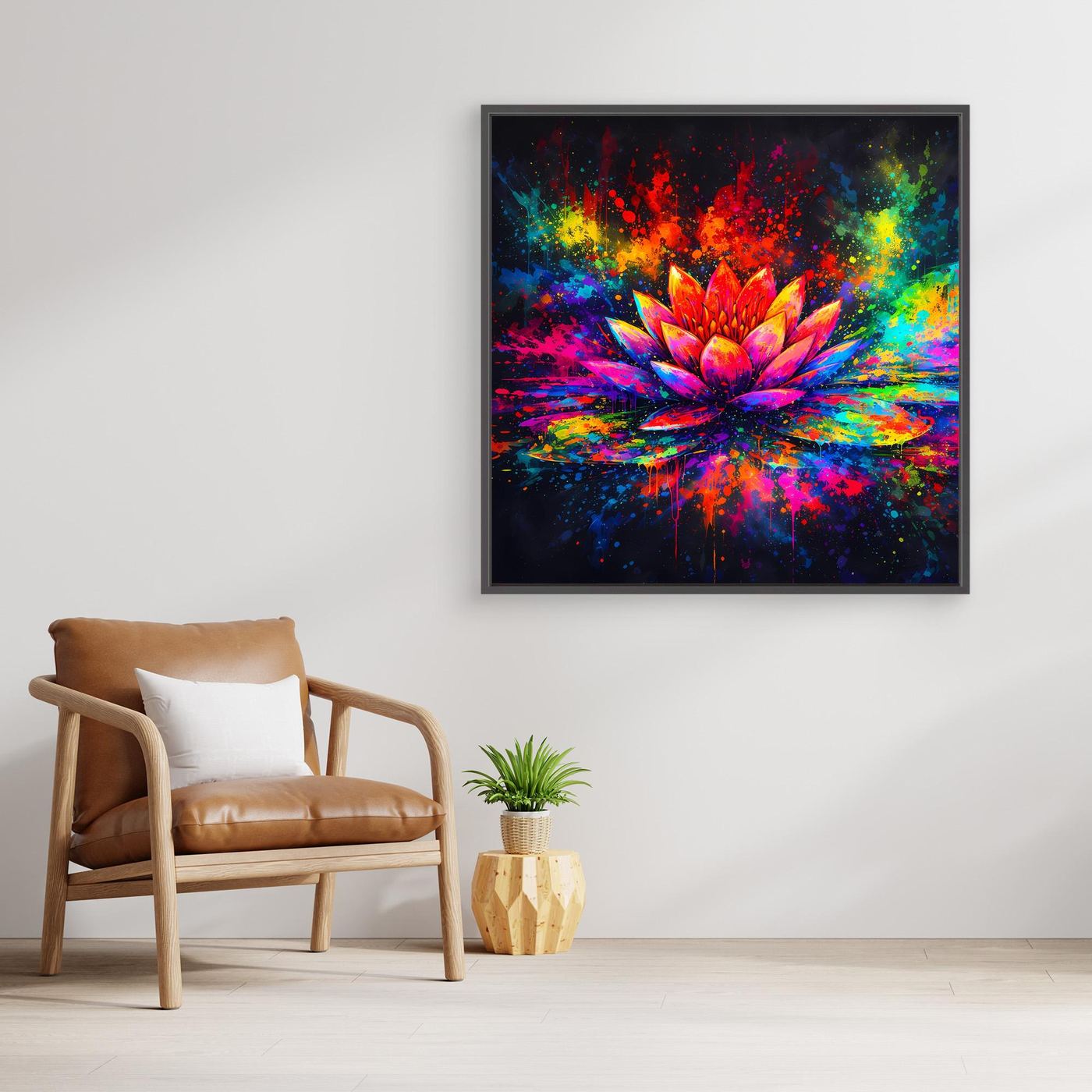Leinwandbild Farbenfrohe Seerose | Abstraktes Lotus Wandbild auf Keilrahmen