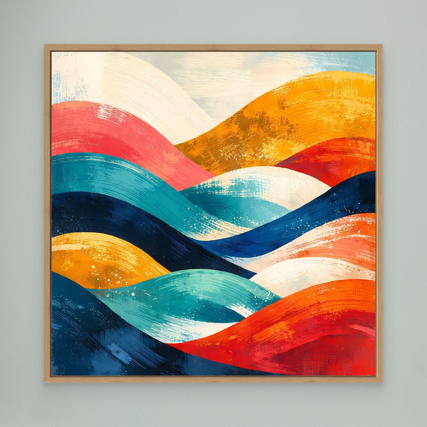 Leinwand Abstrakte Farbenfrohe Hügellandschaft | Modernes Wandbild auf Holz-Keilrahmen
