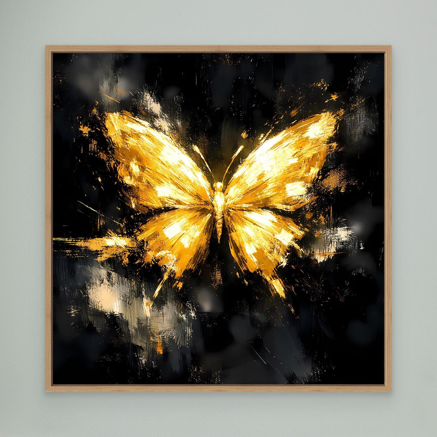 Leinwand Eleganter Goldener Schmetterling | Abstraktes Luxus Wandbild