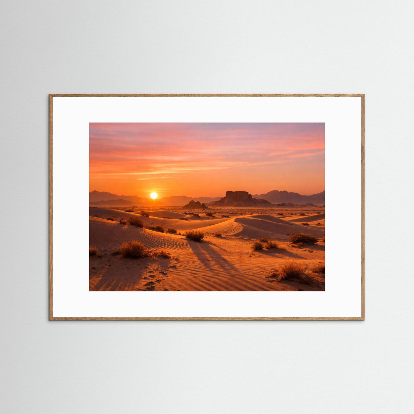 Goldener Wüstnen-Sonnenuntergang & Dünen-Panorama | Natur Poster Querformat