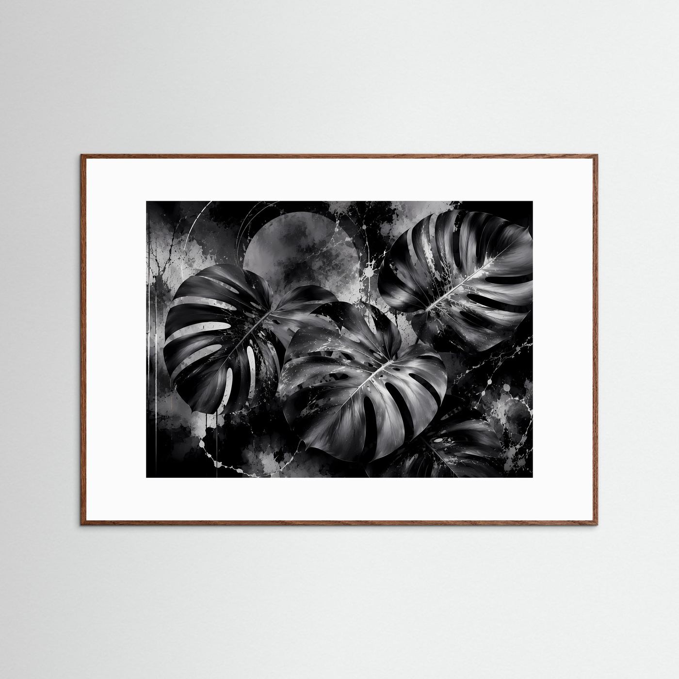 Monstera Schwarz Weiß Wandbild | Moderne Botanische Kunst | Tropische Blätter in Monochrom | Minimalistisches Pflanzen Poster | Elegante Premium Wanddekoration