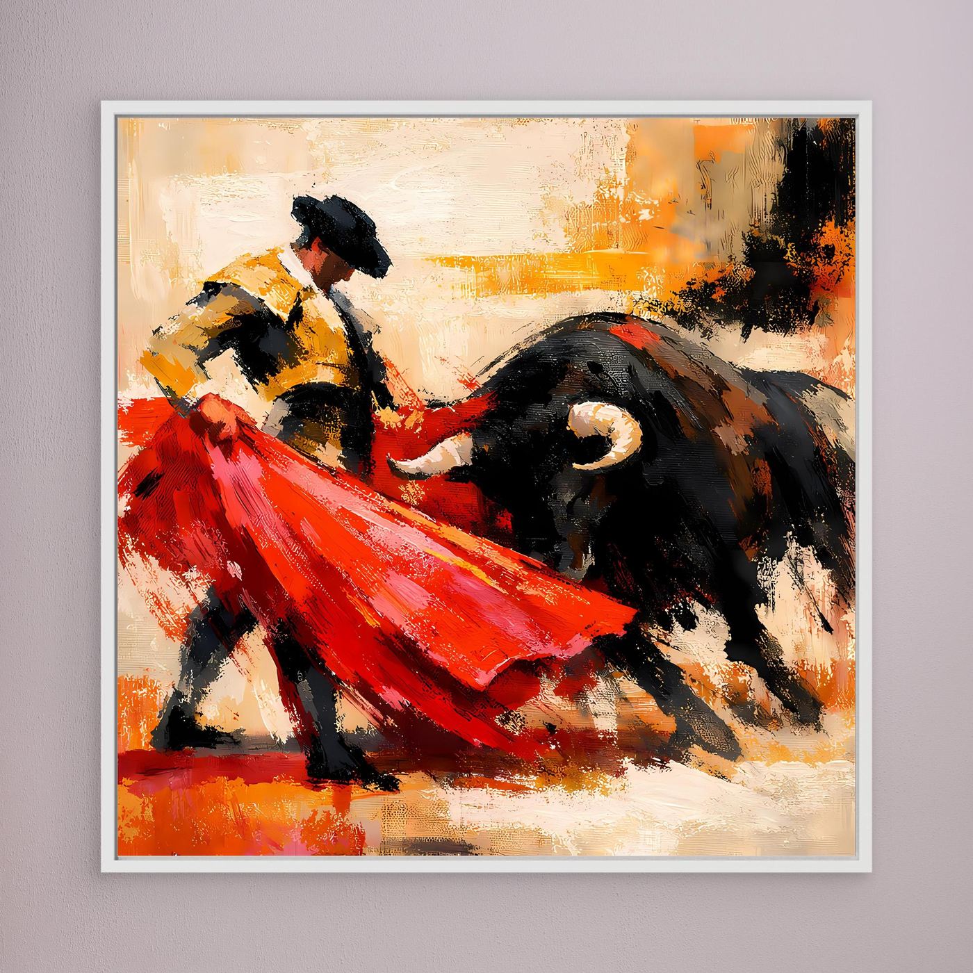 Premium Leinwand Matador und Stier Abstrakt | Modernes Kunst Poster Spanien Wandbild