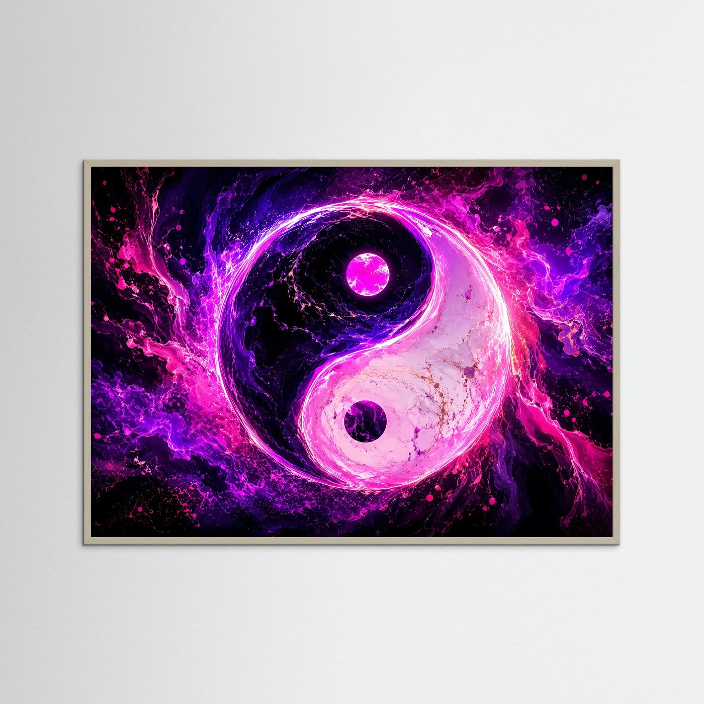 Yin Yang Poster Neon Pink | Spirituelle Wandkunst | Abstraktes Balance Symbol | Moderne Zen Kunst | Energie & Harmonie | Premium Fine Art