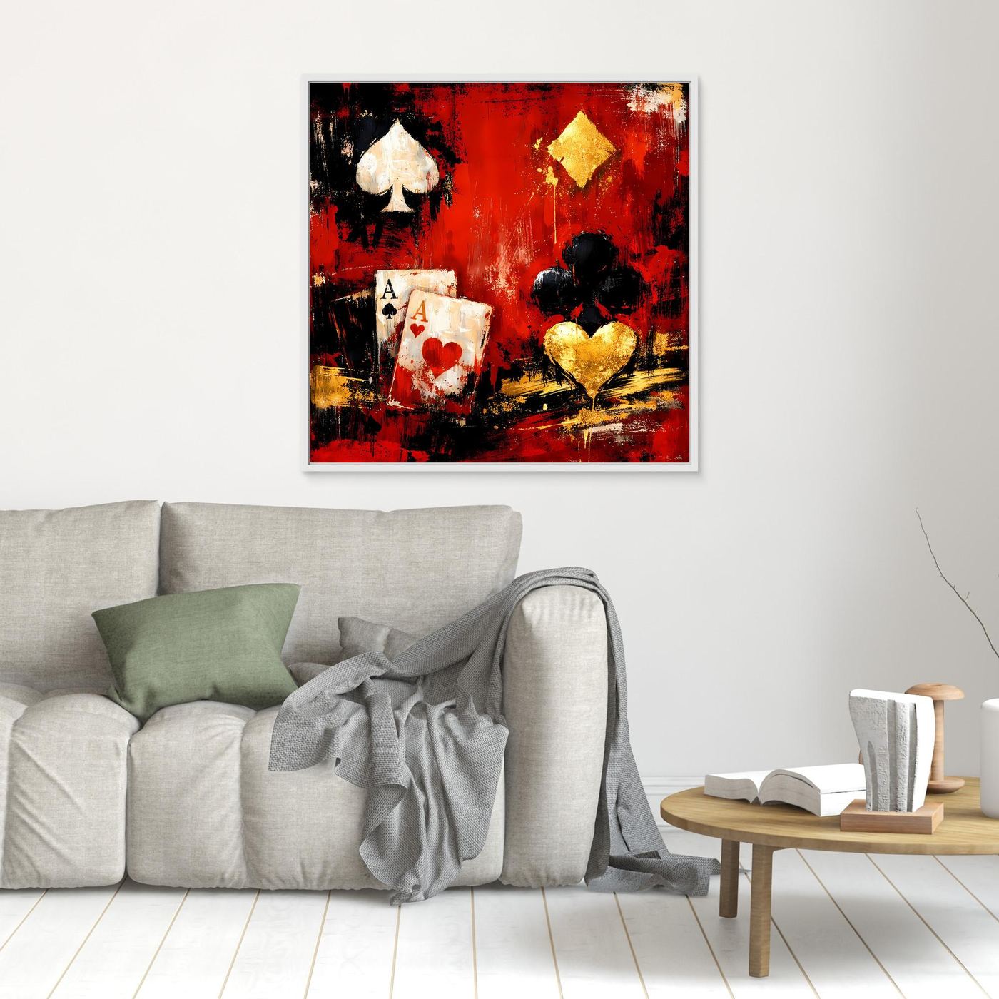 Leinwand Abstraktes Poker-Design mit Assen | Modernes Spielkarten Wandbild Kunst