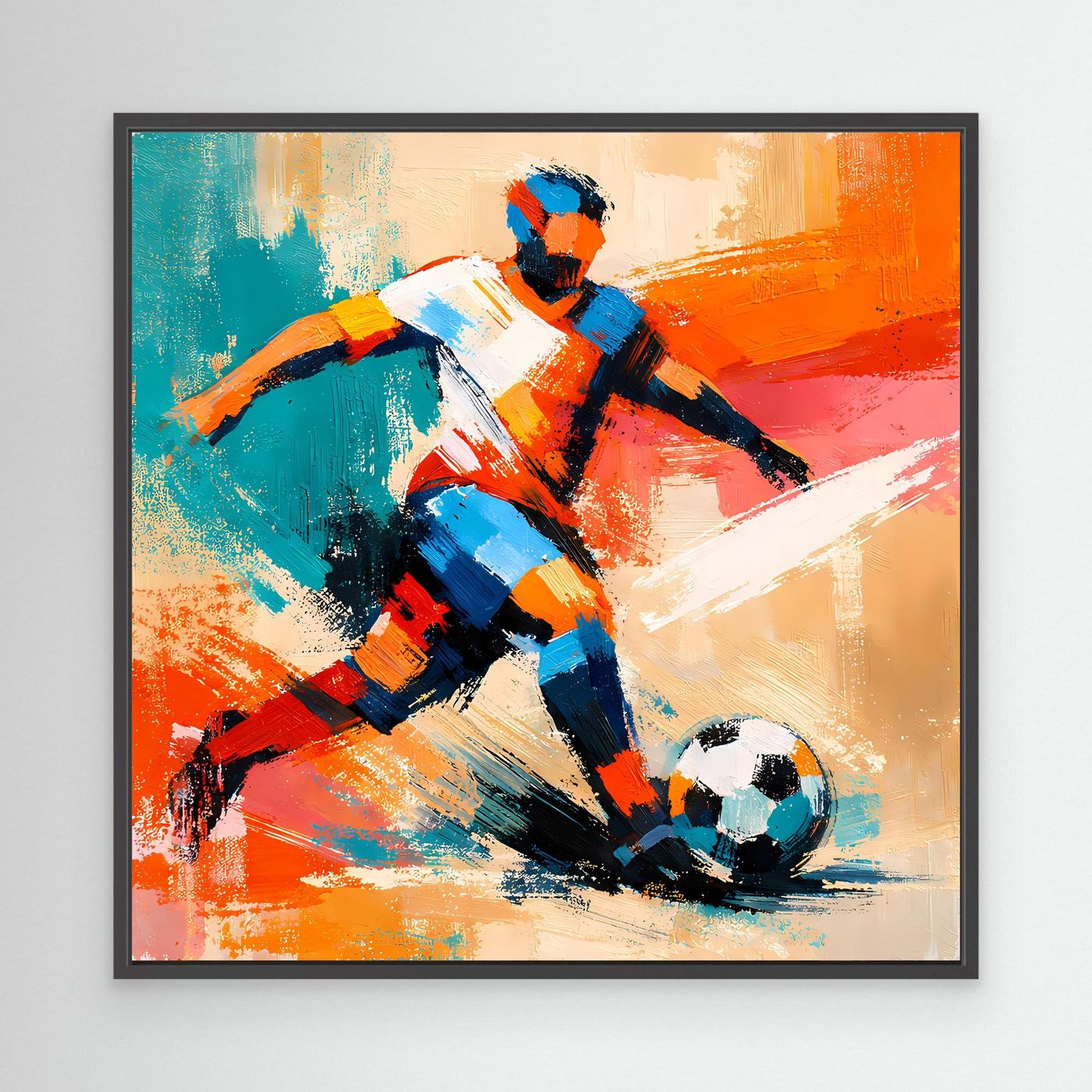 Leinwand Dynamischer Fußballspieler in Aktion | Abstraktes Sport & Fußball Wandbild