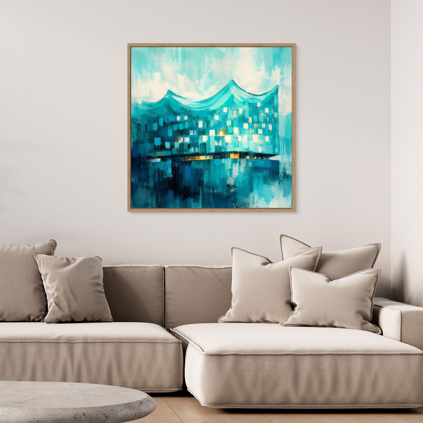 Leinwand Elbphilharmonie Wellen in Türkis | Abstraktes Architektur‑Wandbild