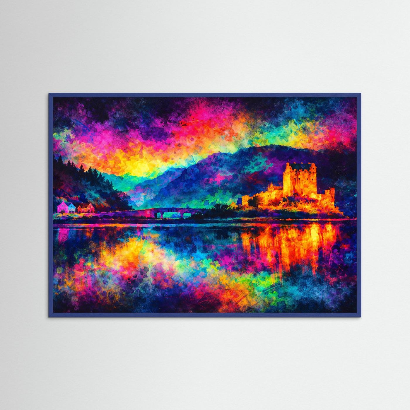 Eilean Donan Castle Expressionismus | Bunte Architektur & Schottland Kunst Poster Querformat