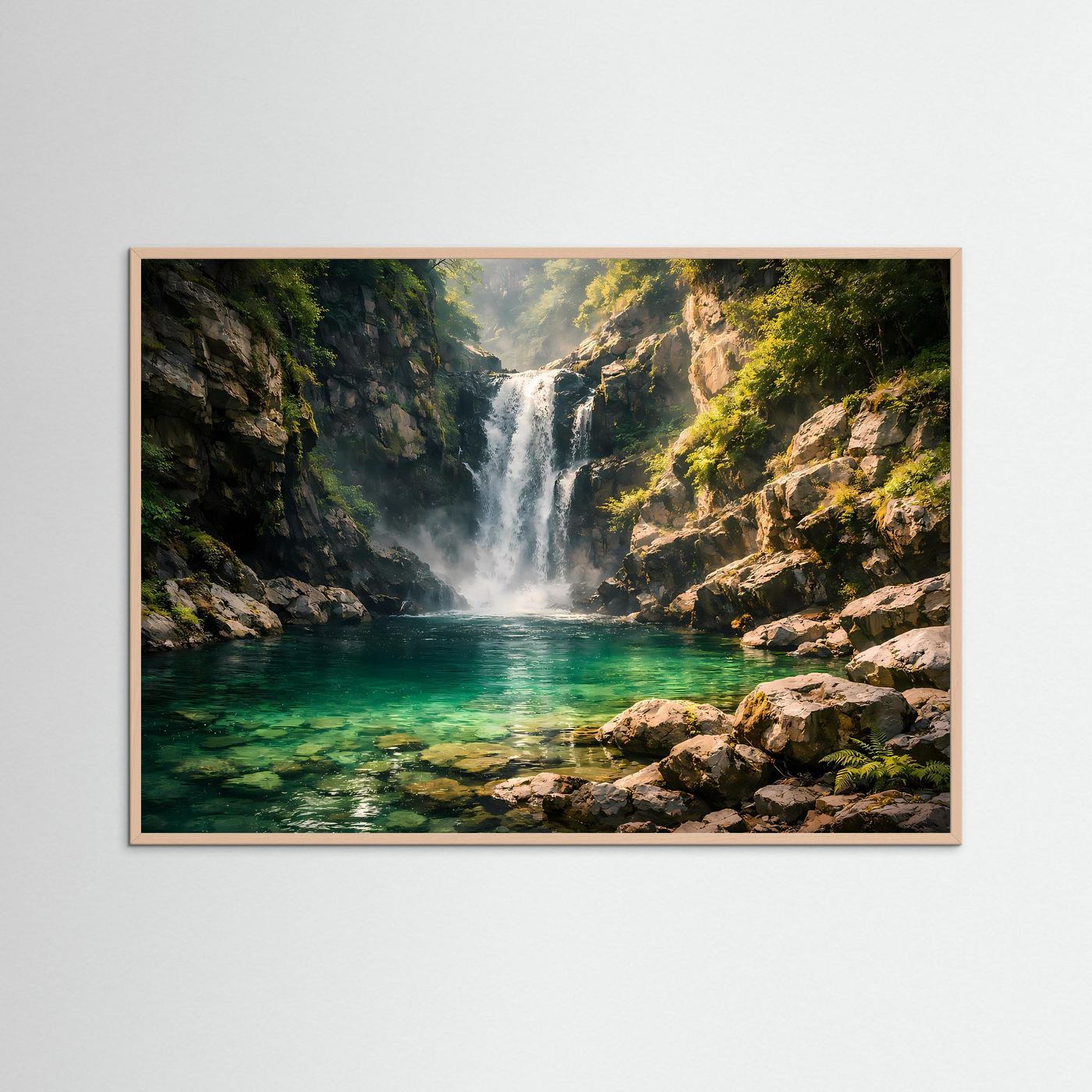 Versteckter Wasserfall in der Schlucht | Panorama Natur & Wasser Poster Querformat