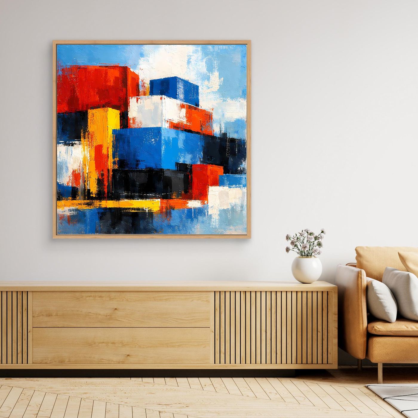 Leinwand Abstrakte Geometrische Kuben | Modernes Wandbild Bunte Blöcke