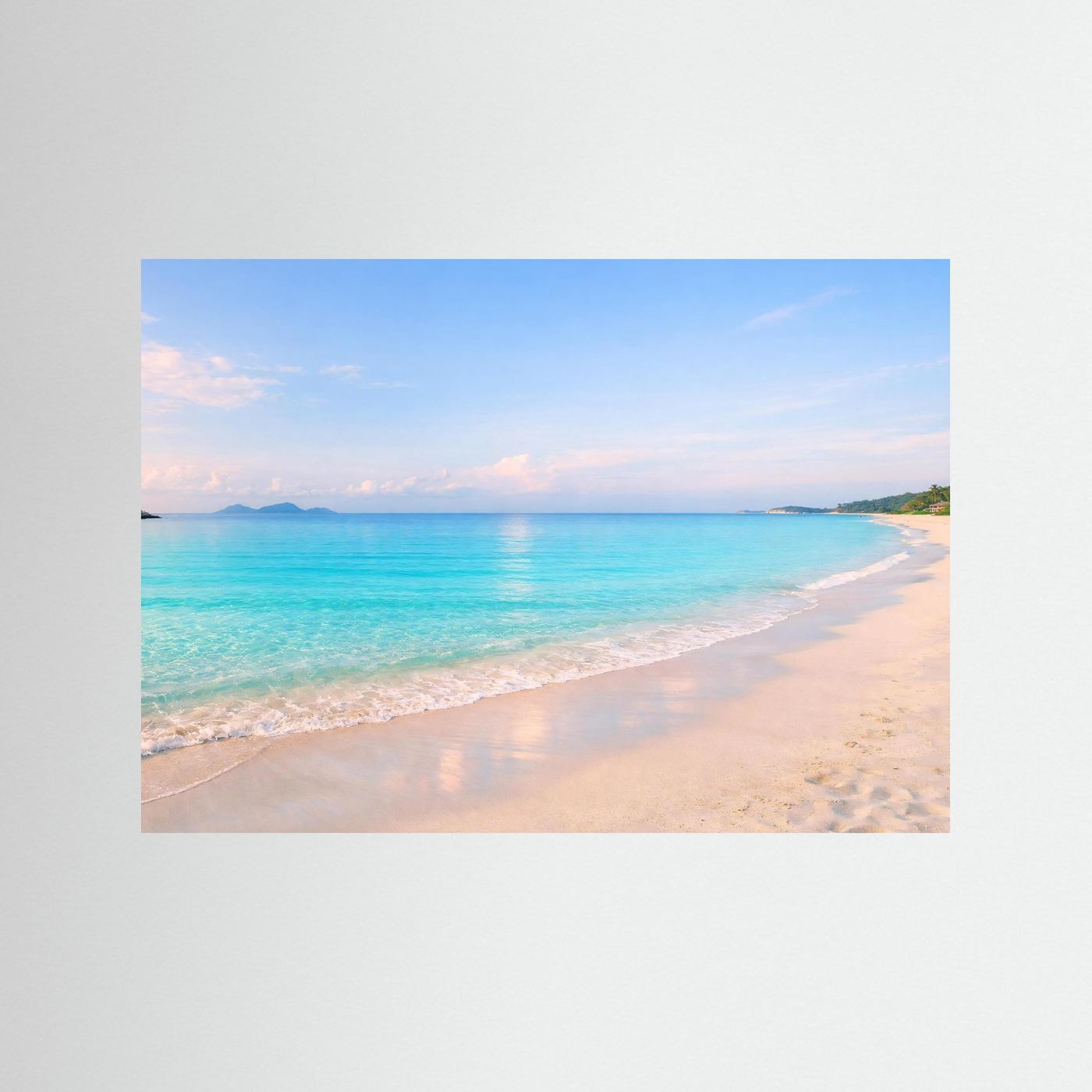 Strand-Meer-Poster im Querformat, Nahaufnahme von türkisblauem Wasser und Sand