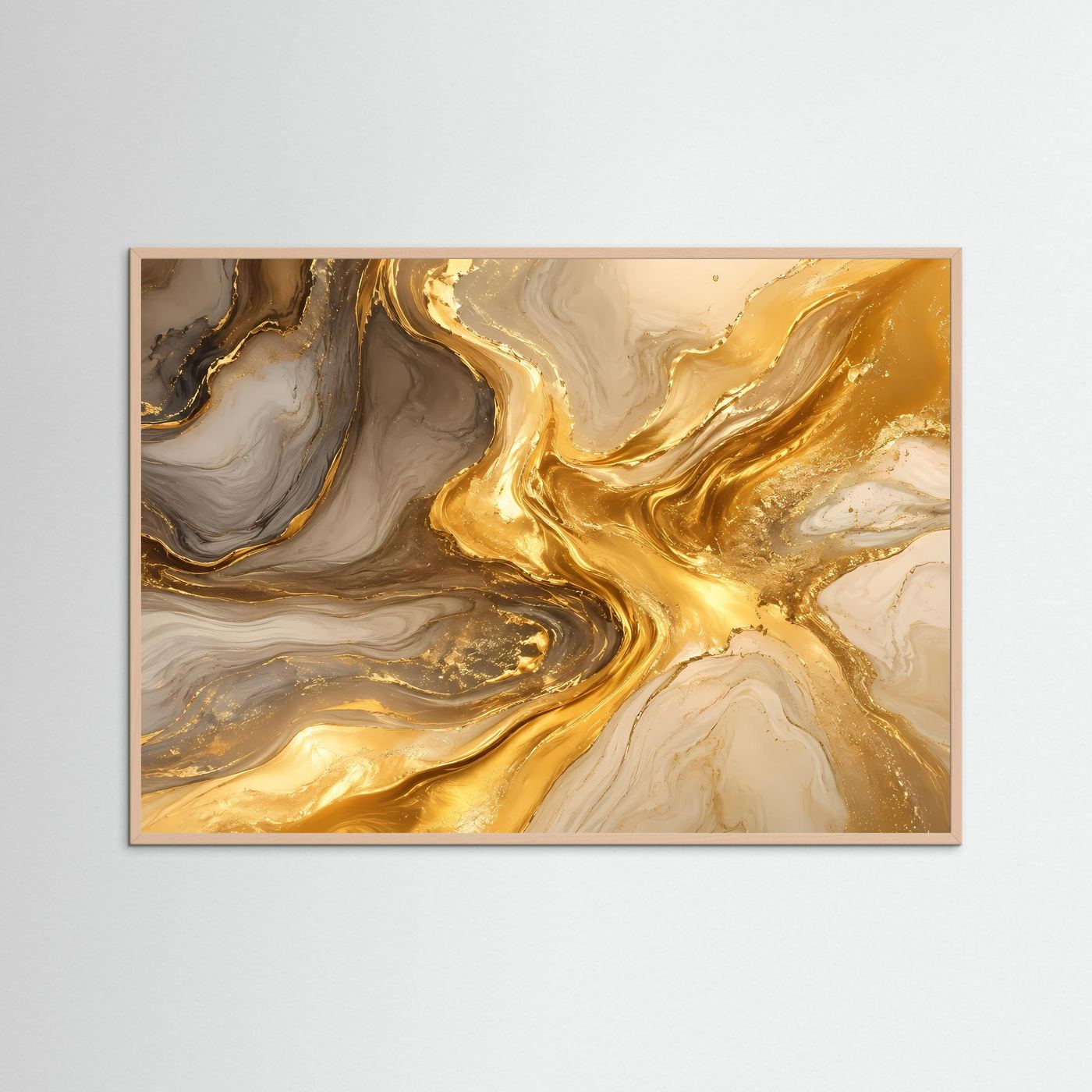 Abstrakte Gold Marmor Kunst | Luxuriöse Alkohol Ink Wandkunst | Elegantes Fluid Art Poster | Moderne Gold Textur | Premium Leinwand