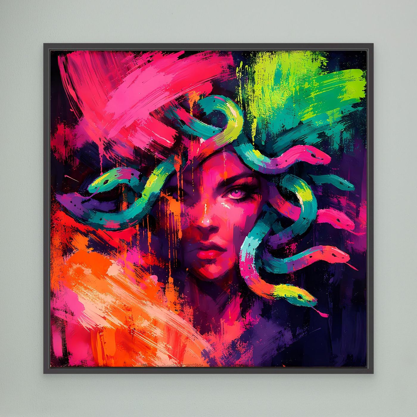 Leinwandbild Abstrakte Medusa im Neon-Stil | Moderner Mythos