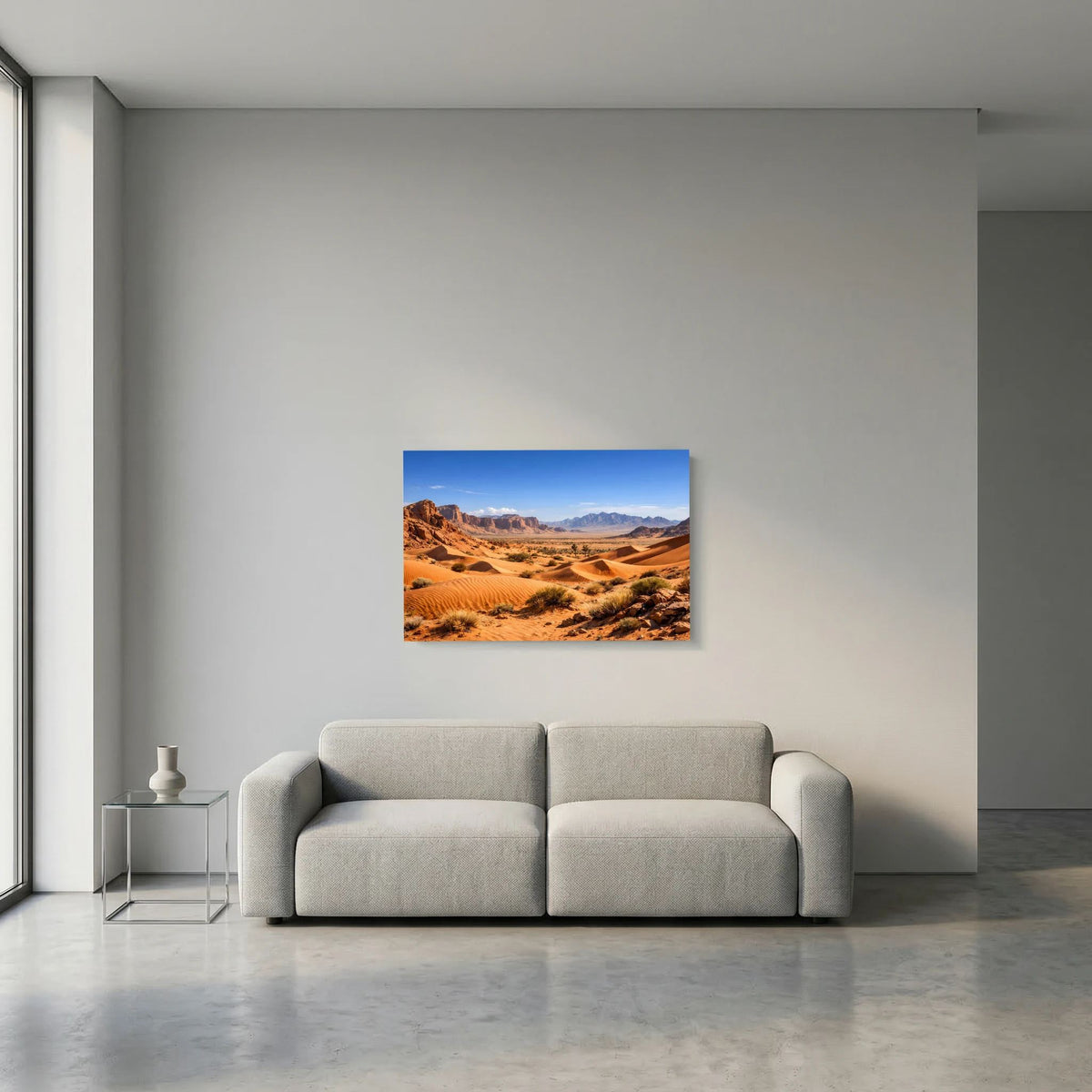 Posterdruck mit Sanddünen in der Wüste, ungerahmt, im Querformat