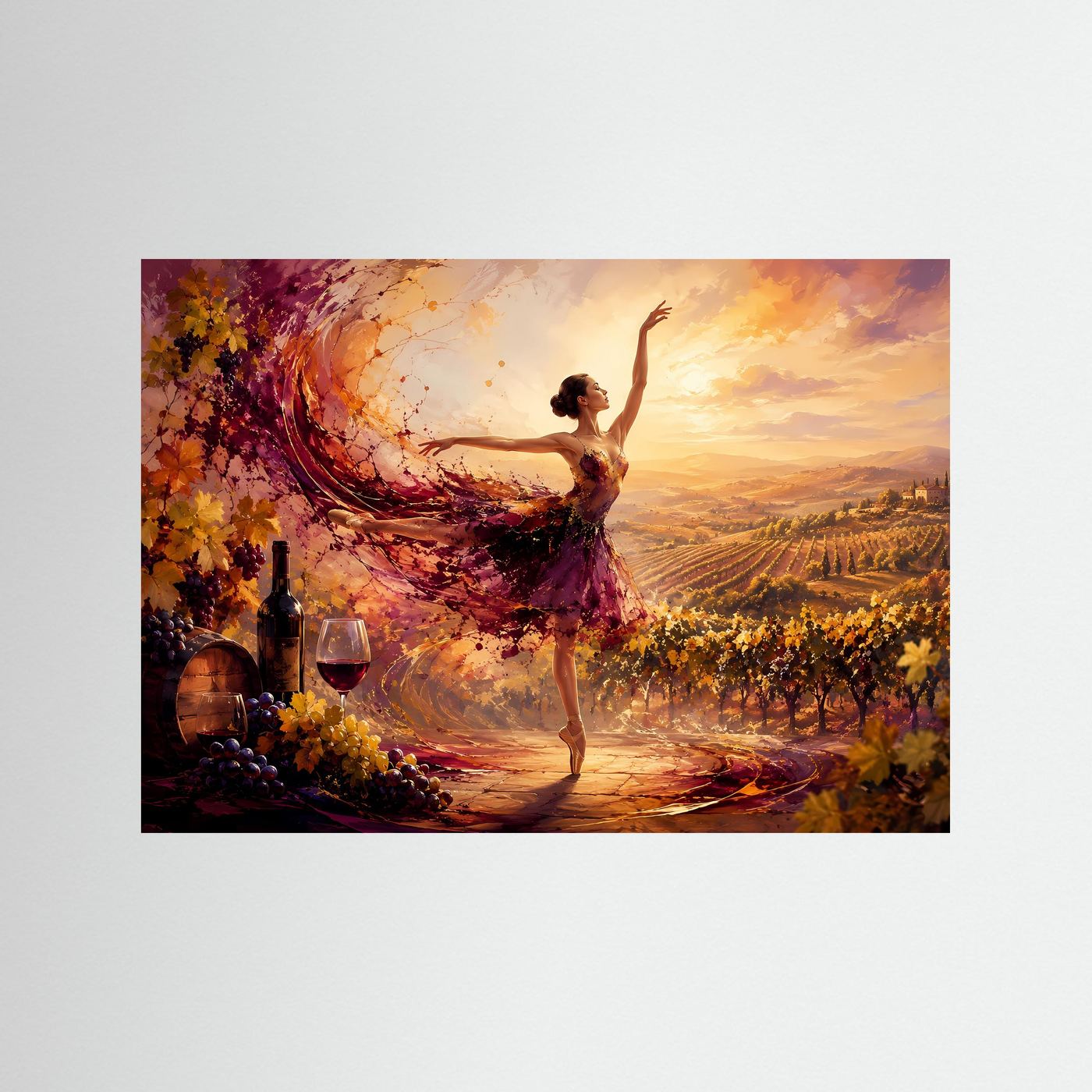 Ballerina im Weinberg | Elegantes Tanz Poster mit Toskana & Weinromantik