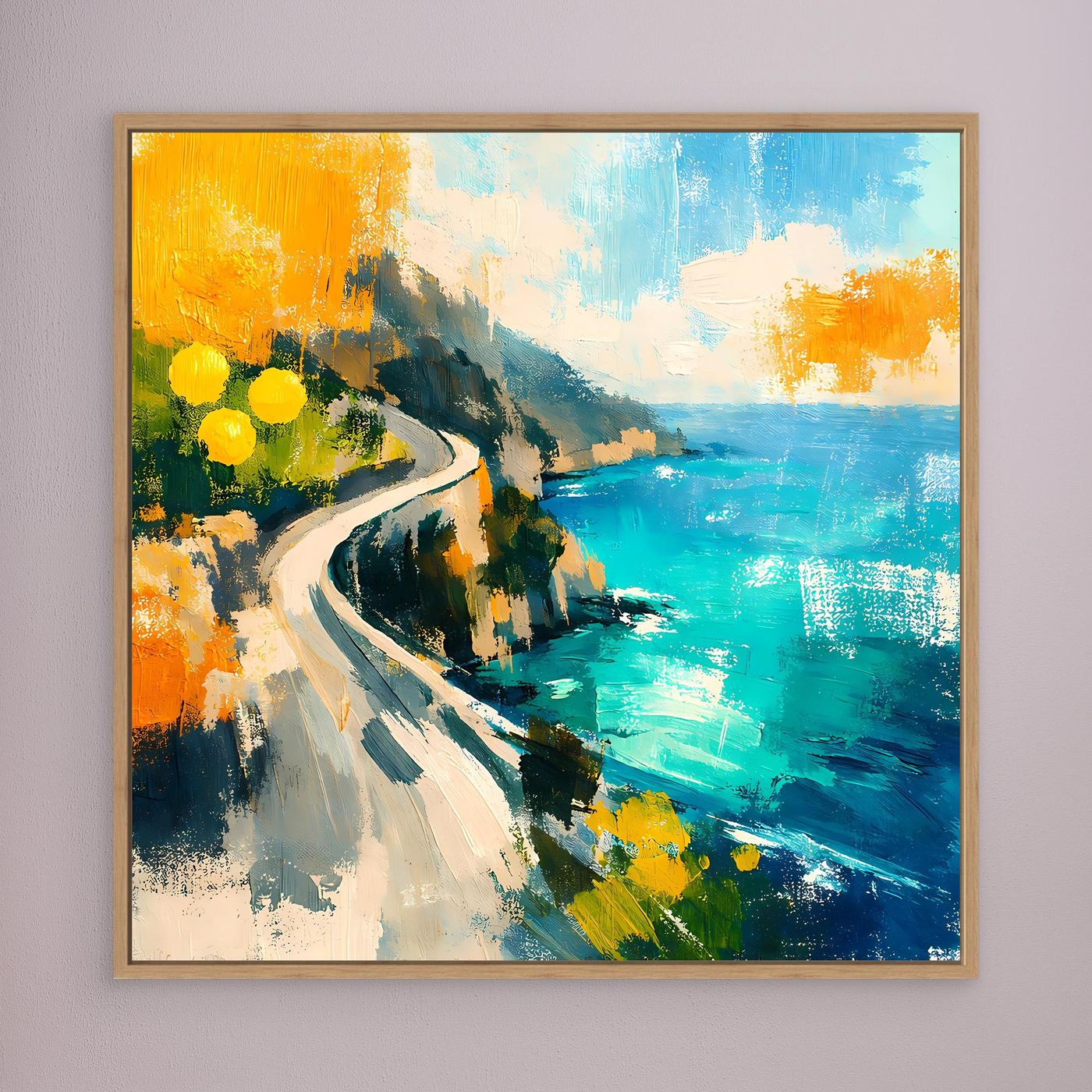 Leinwand Malerische Küstenstraße am Meer | Abstraktes Amalfi Wandbild