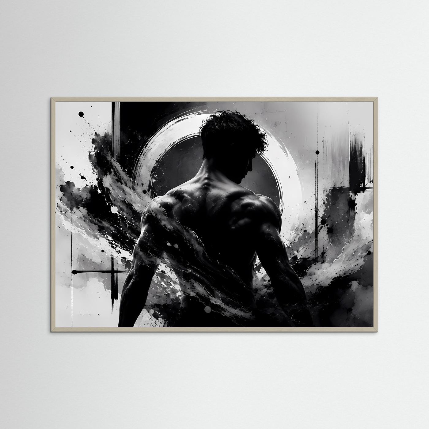 Männer Silhouette Poster Schwarz Weiß | Abstrakte Körperkunst | Monochrome Moderne Wandkunst | Minimalistisches Wandbild
