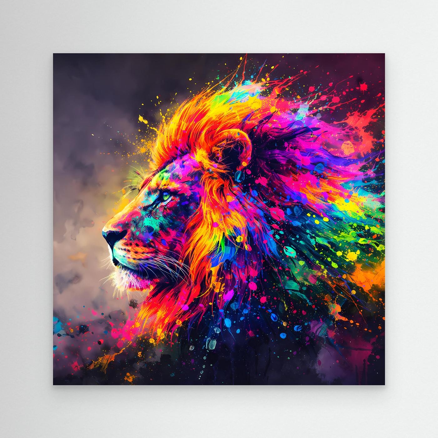 Leinwandbild Majestätischer Löwe | Abstraktes Pop-Art Löwen Wandbild auf Keilrahmen