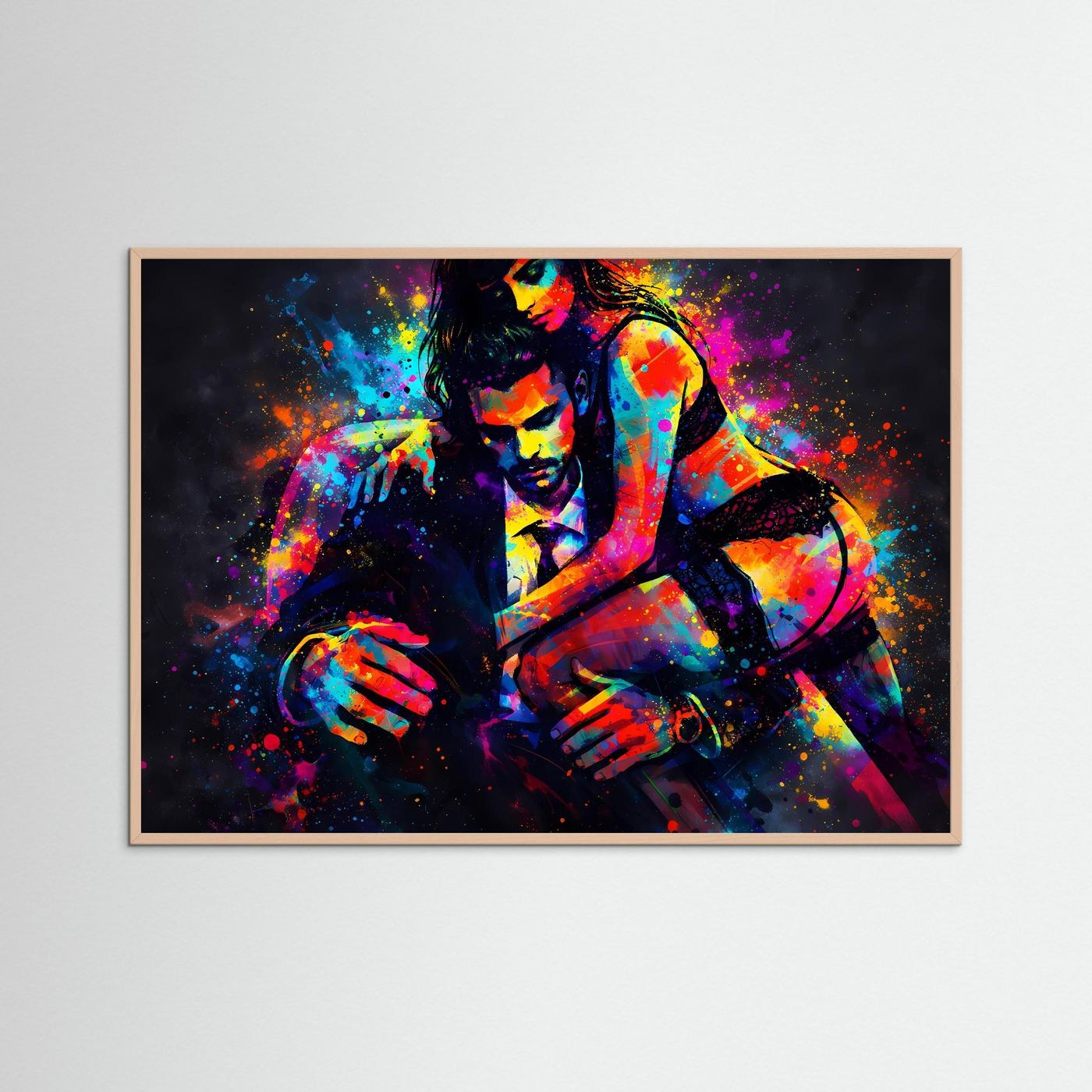 Abstrakte Duo‑Farbszene | Buntes Kunstposter Querformat