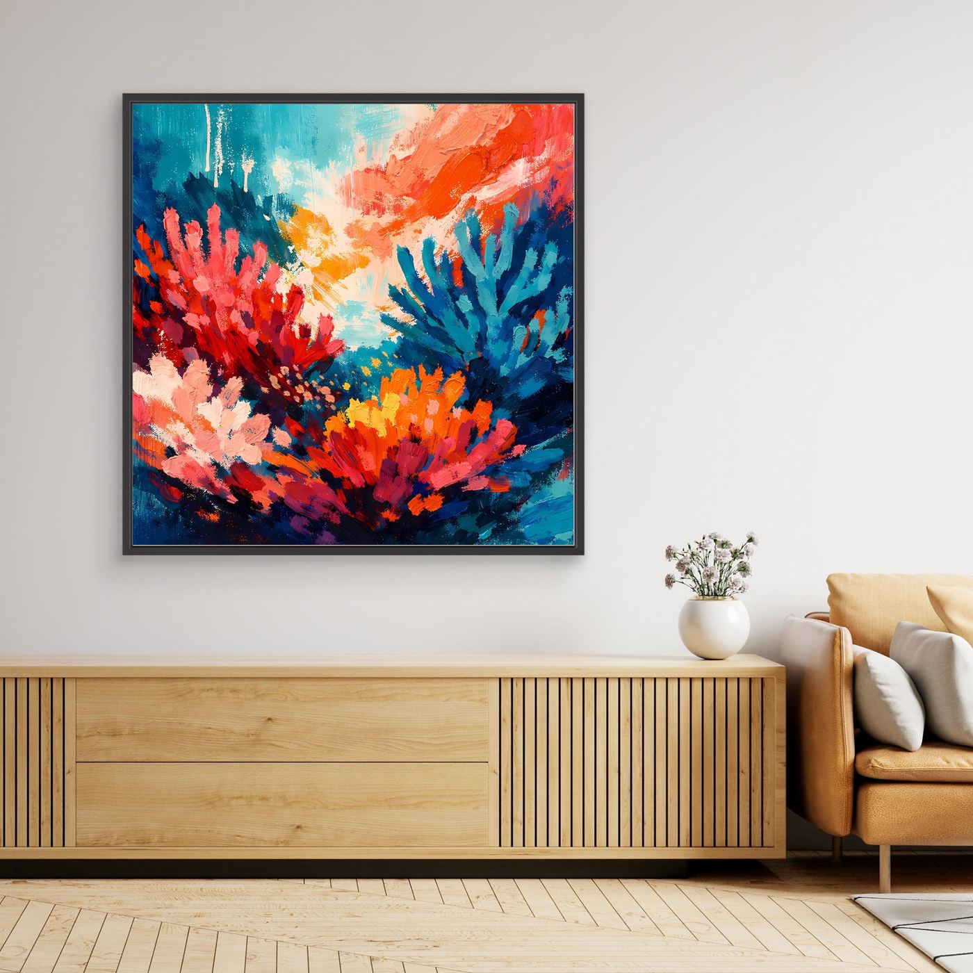 Leinwand Abstraktes Korallenriff im Farbenrausch | Modernes Unterwasser Wandbild