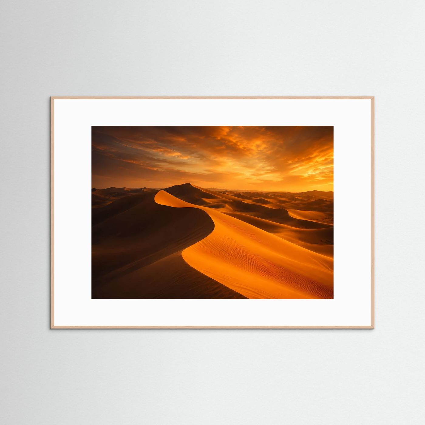Feurige Wüstenlandschaft im Abendlicht | Panorama Wüste & Dünen Poster Querformat