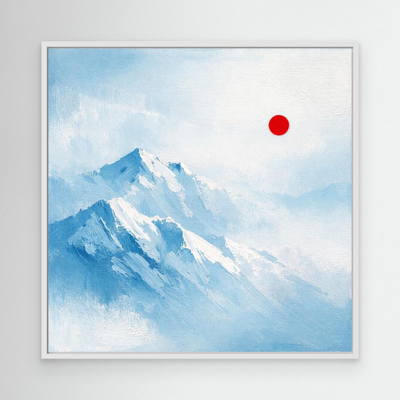 Leinwand Abstraktes Zugspitze Berg Wandbild | Alpin Minimalistisch Blau Weiß