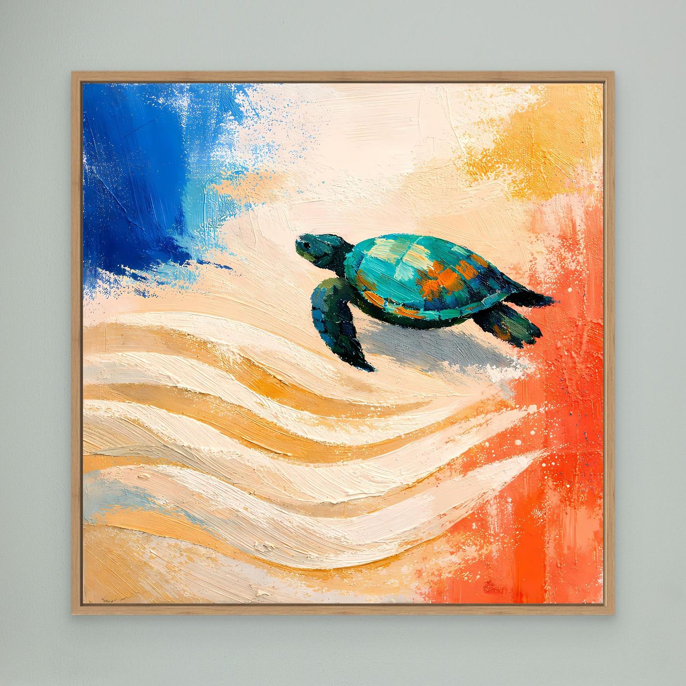 Leinwand Elegante Meeresschildkröte im Ozean | Abstraktes Strand & Meer Wandbild