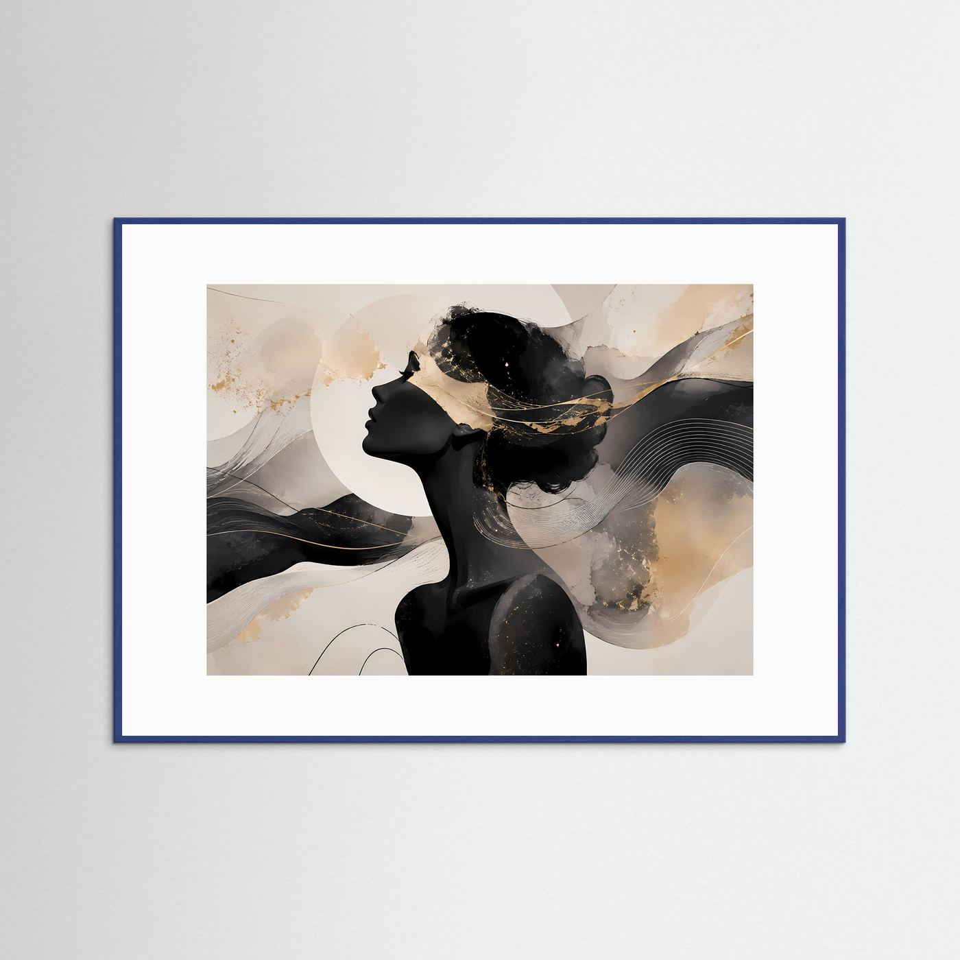 Abstrakte Frauen Silhouette Poster | Schwarz Gold Wandkunst | Minimalistische Line Art | Moderne Eleganz | Luxus Leinwand Wohnzimmer