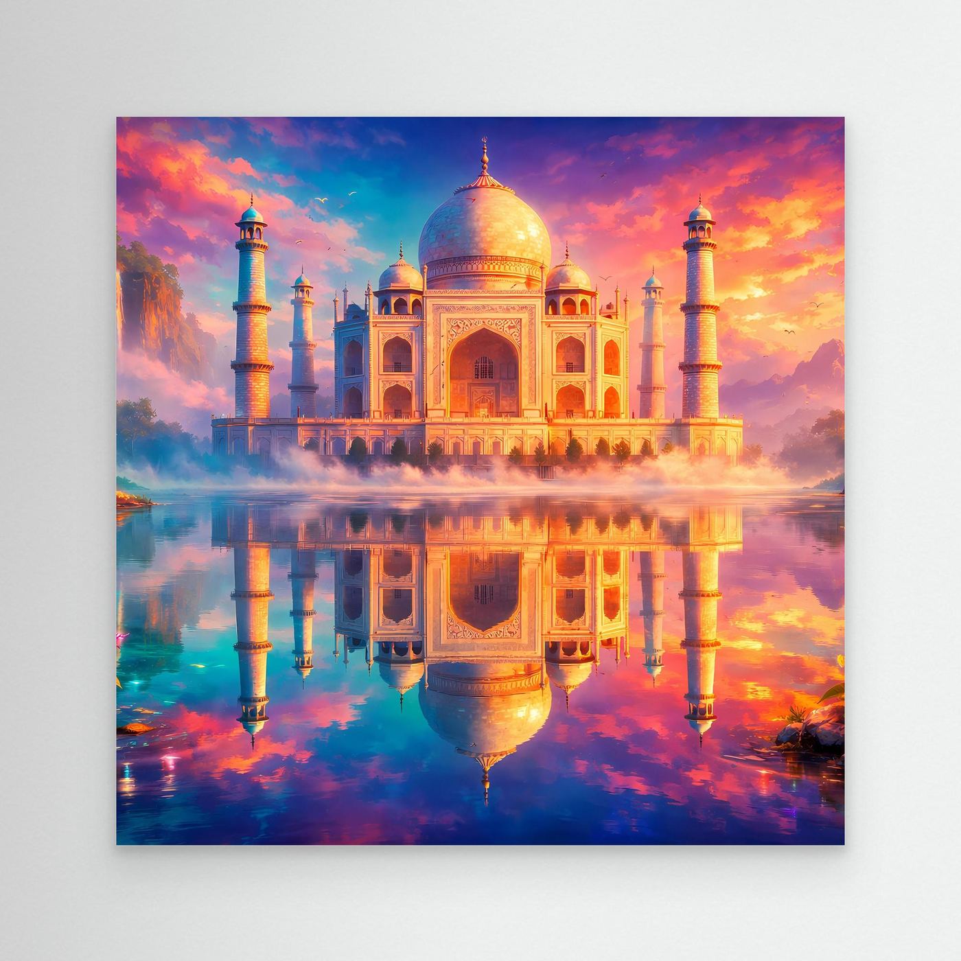 Leinwandbild Magisches Taj Mahal | Orientalisches Palast Wandbild auf echtem Holzkeilrahmen