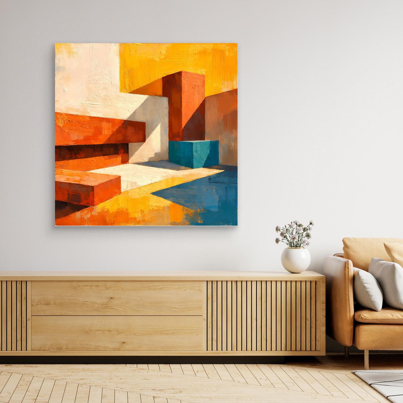 Leinwand Abstrakte Geometrische Formen im Licht | Modernes Architektur Wandbild