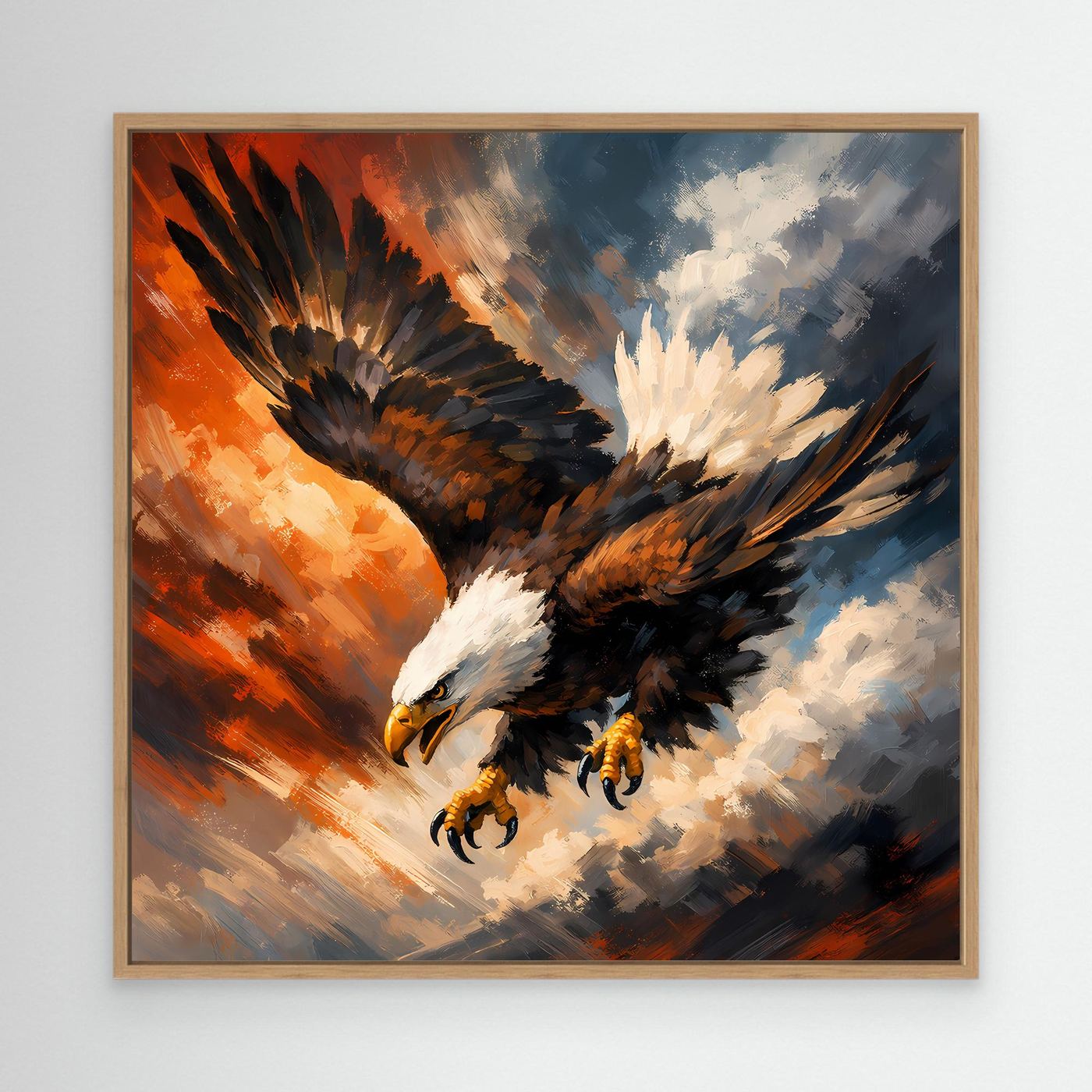 Leinwand Abstraktes Adler Gemälde | Modernes Kraftvolles Wandbild Fliegender Seeadler