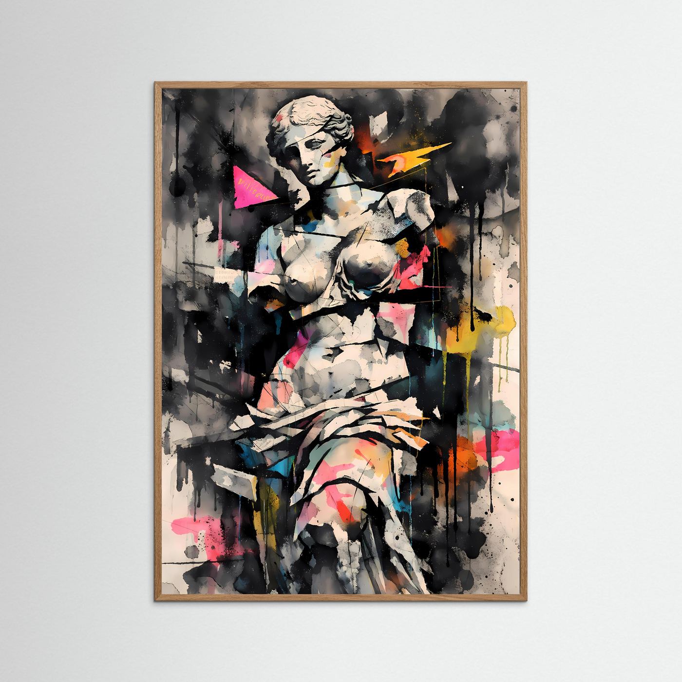 Die Dekonstruktion der Schönheit | Venus von Milo Poster in Graffiti-Optik & Pastellbunt | Abstraktes Kunstposter Hochformat