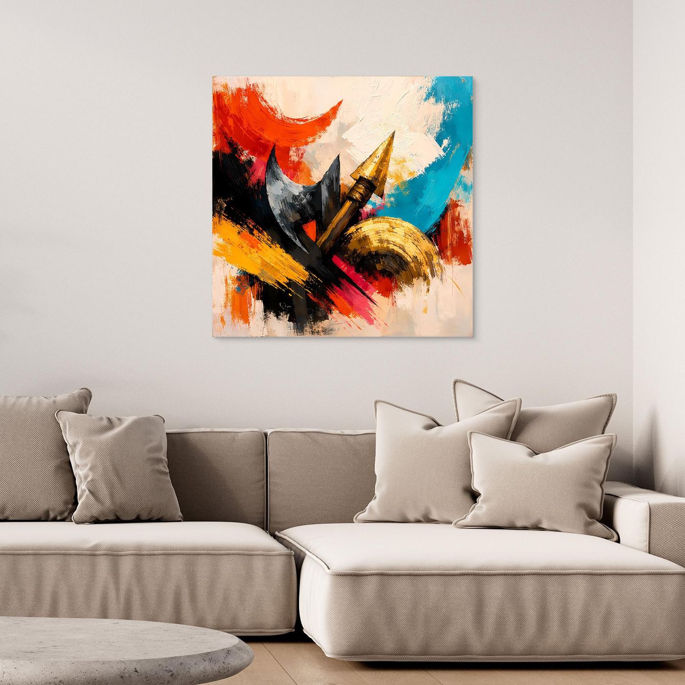 Premium Leinwand Abstrakte Wikinger Waffen | Modernes Kunst Poster Historische Wanddeko
