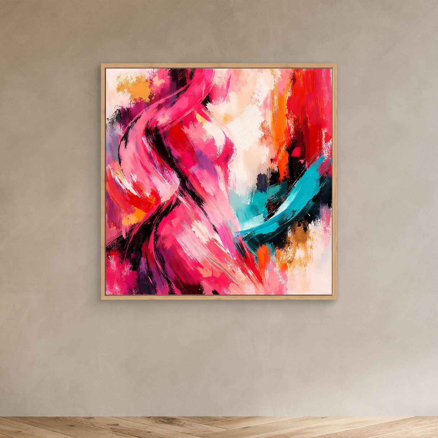 Leinwandbild Abstrakte Weibliche Silhouette | Elegantes Farbenfrohes Wandbild auf echtem Holzkeilrahmen