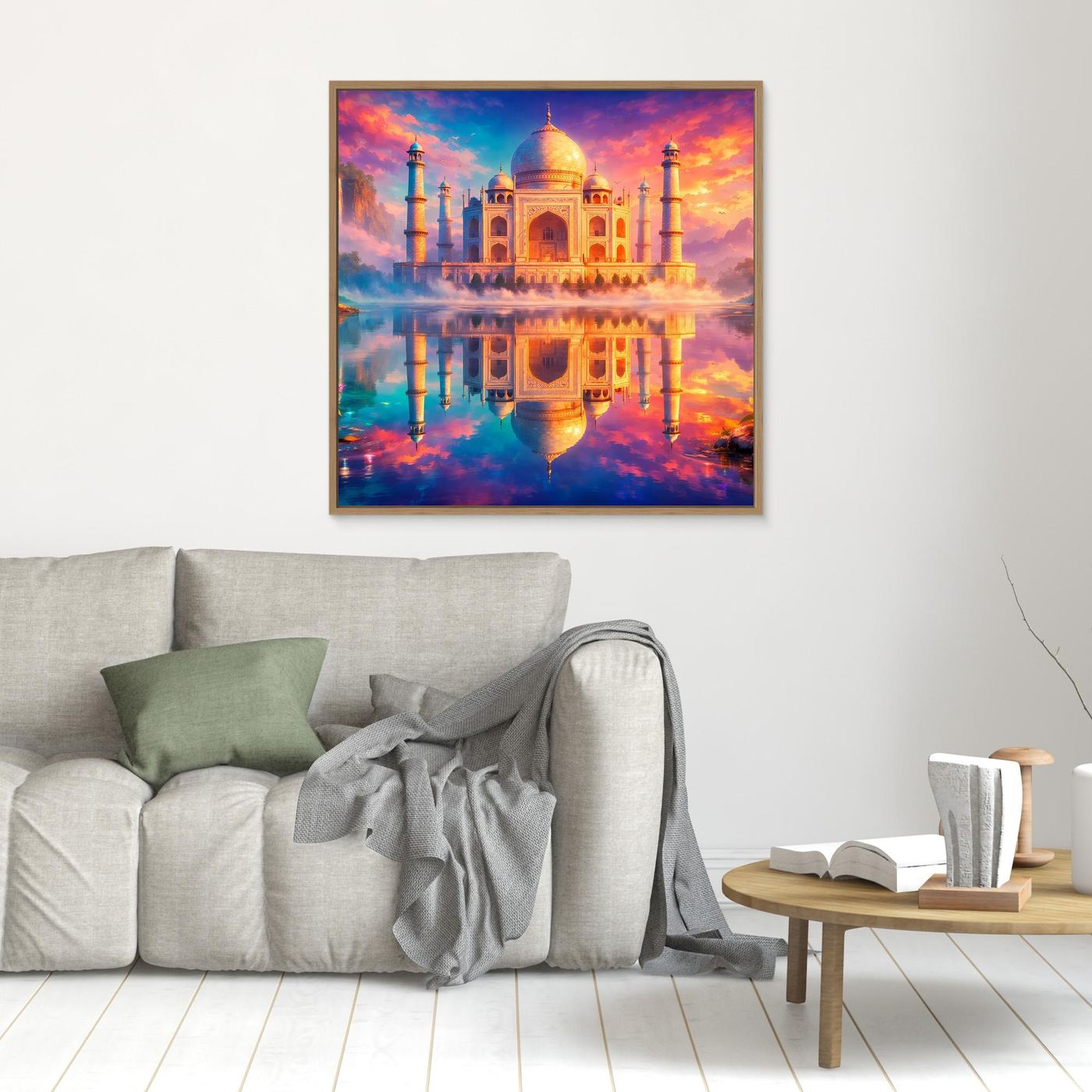 Leinwandbild Magisches Taj Mahal | Orientalisches Palast Wandbild auf echtem Holzkeilrahmen