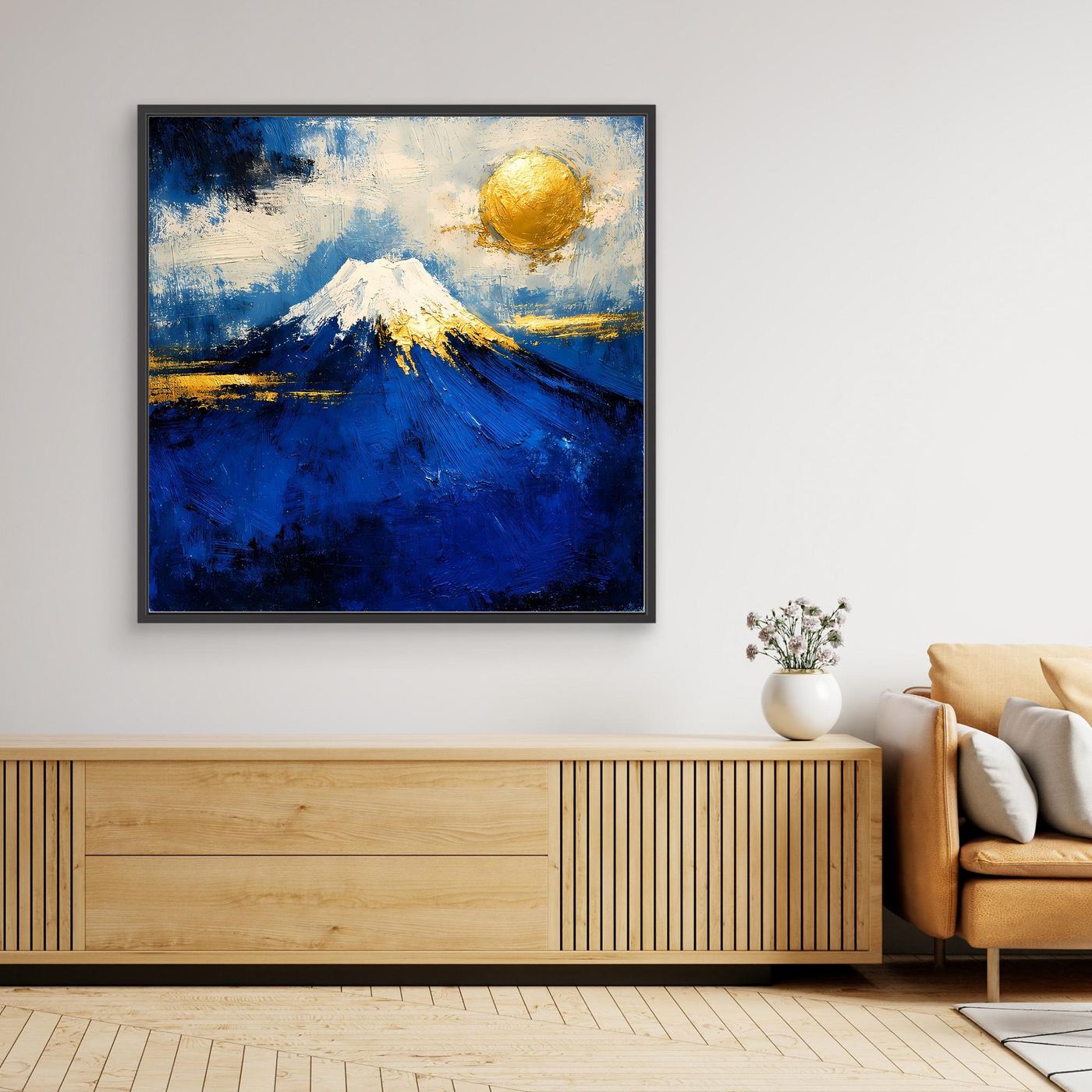 Leinwand Majestätischer Berg Fuji im Sonnenuntergang | Abstraktes Japan Wandbild Moderne Kunst