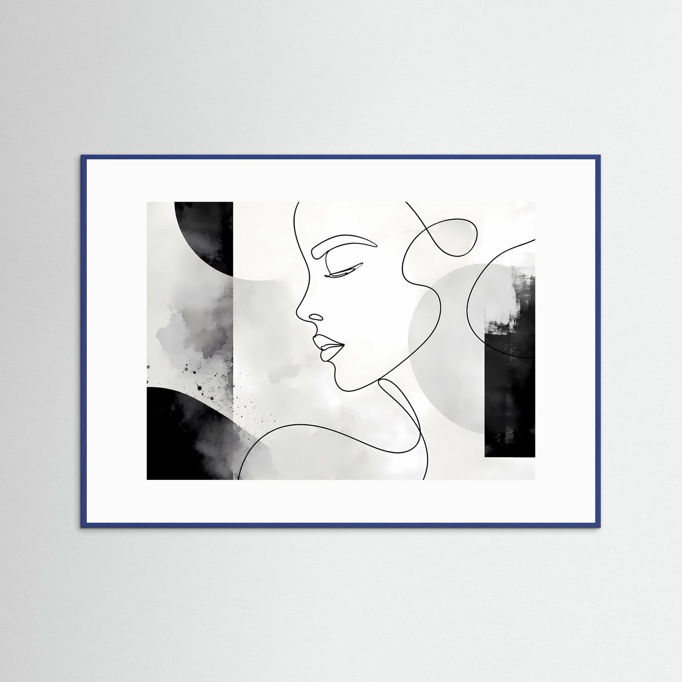 Minimalistisches One Line Gesicht Wandbild | Schwarz Weiß Line Art Poster | Modernes Frauenportrait | Skandinavische Boho Kunst | Abstrakte Leinwand