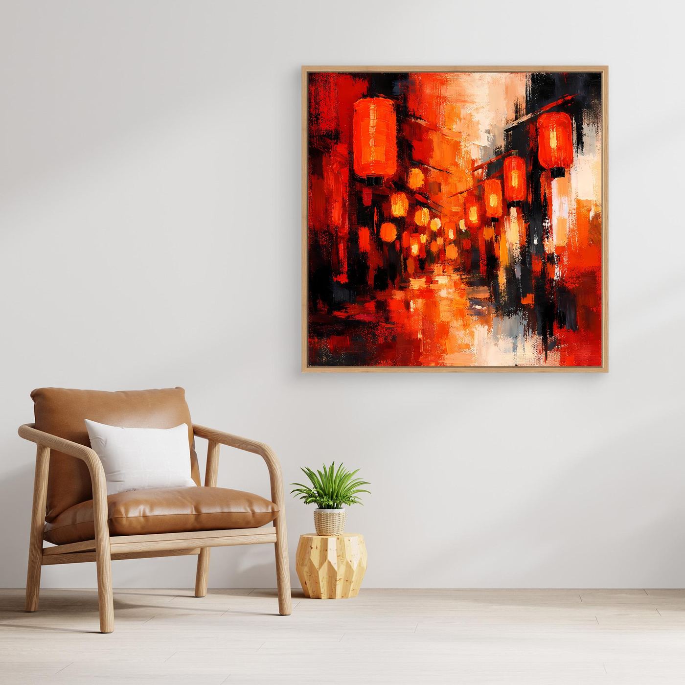 Leinwand Traditionelle Rote Lampions in asiatischer Gasse | Fernöstliche Wandkunst auf echter Leinwand