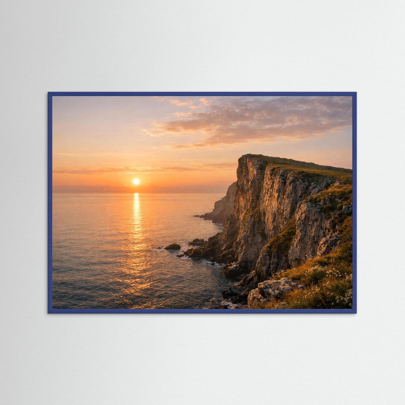 Erhabene Steilklippe im Sonnenuntergang | Panorama Küste & Meer Poster Querformat