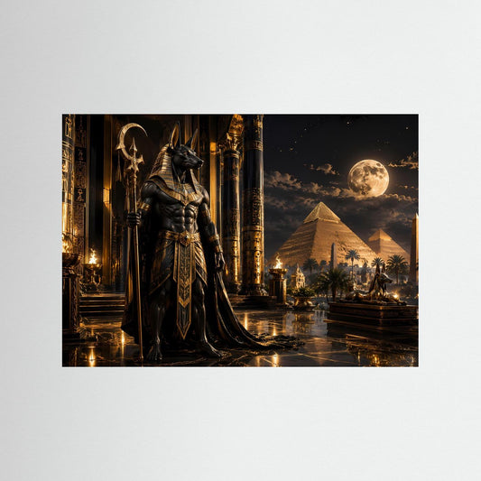 Ägyptisches Anubis-Poster im schwarzen Rahmen