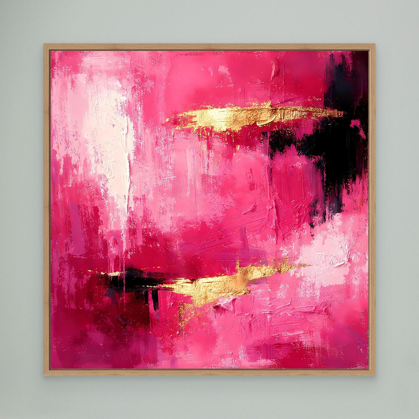 Leinwand Abstraktes Gemälde in Rosa und Gold | Modernes Elegantes Wandbild