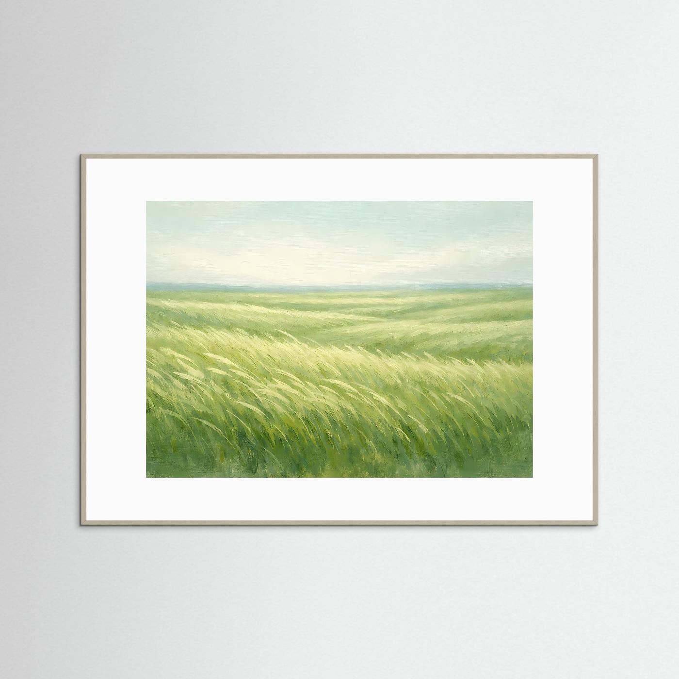 Weite Graslandschaft im Wind | Beruhigende Natur & Wiese Poster Querformat