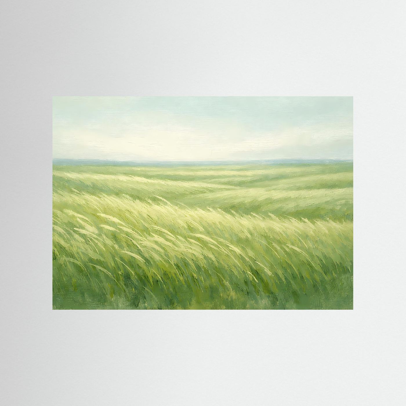 Weite Graslandschaft im Wind | Beruhigende Natur & Wiese Poster Querformat