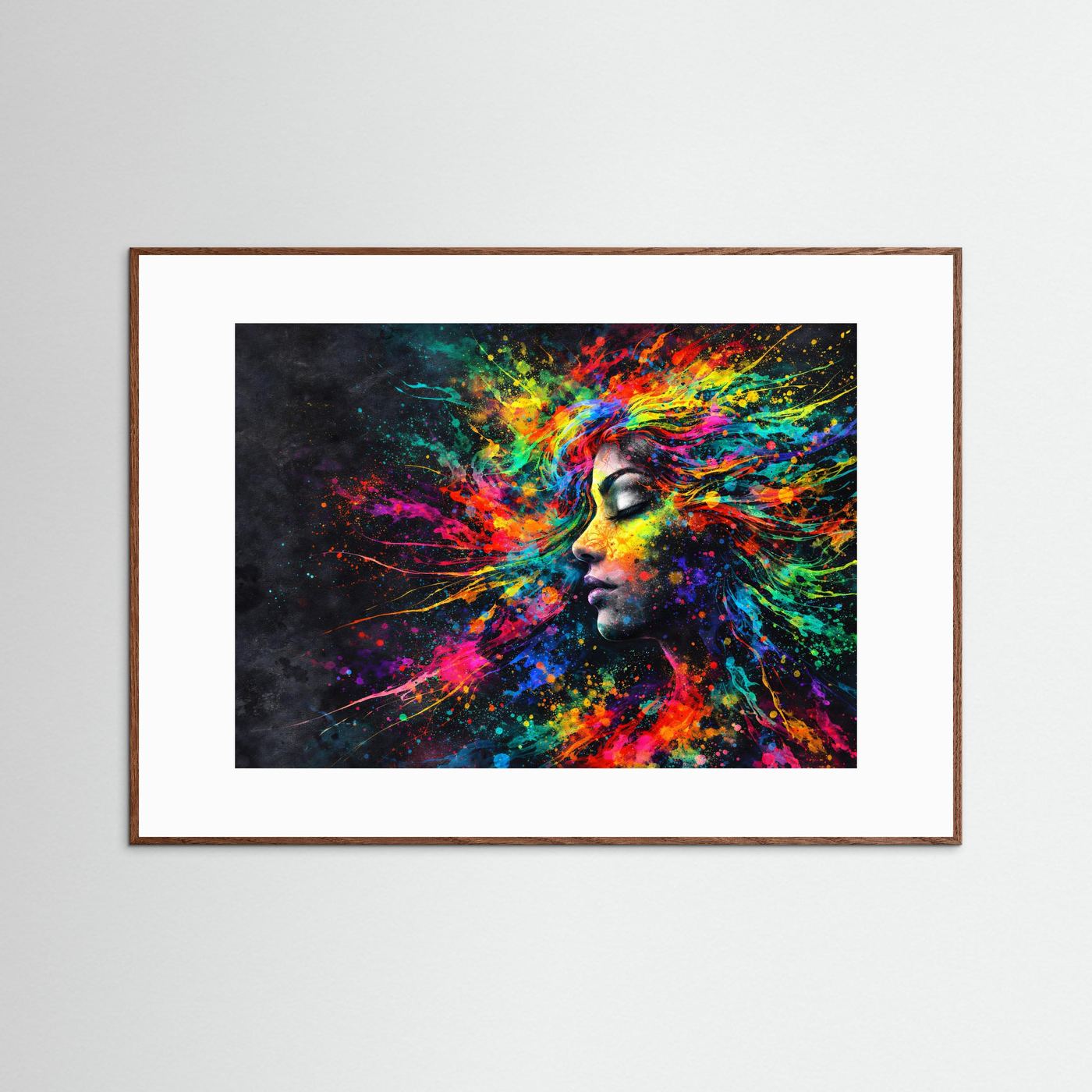 Farbenfrohes Profil einer Frau | Buntes Abstraktes Kunst Poster Querformat