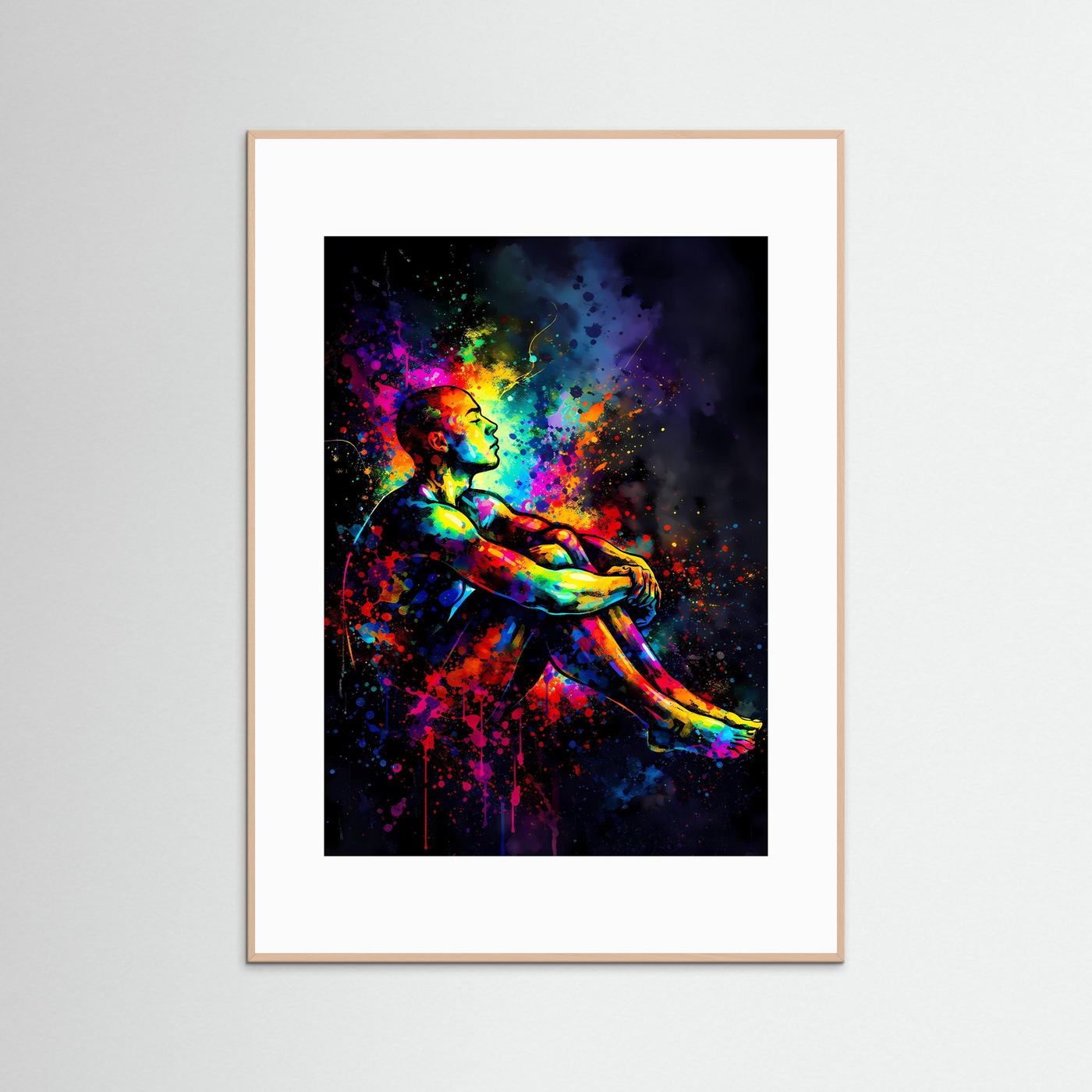 Die Kraft des Geistes | Meditatives Regenbogen Kunst Poster | Abstraktes Mental Health Wandbild Hochformat