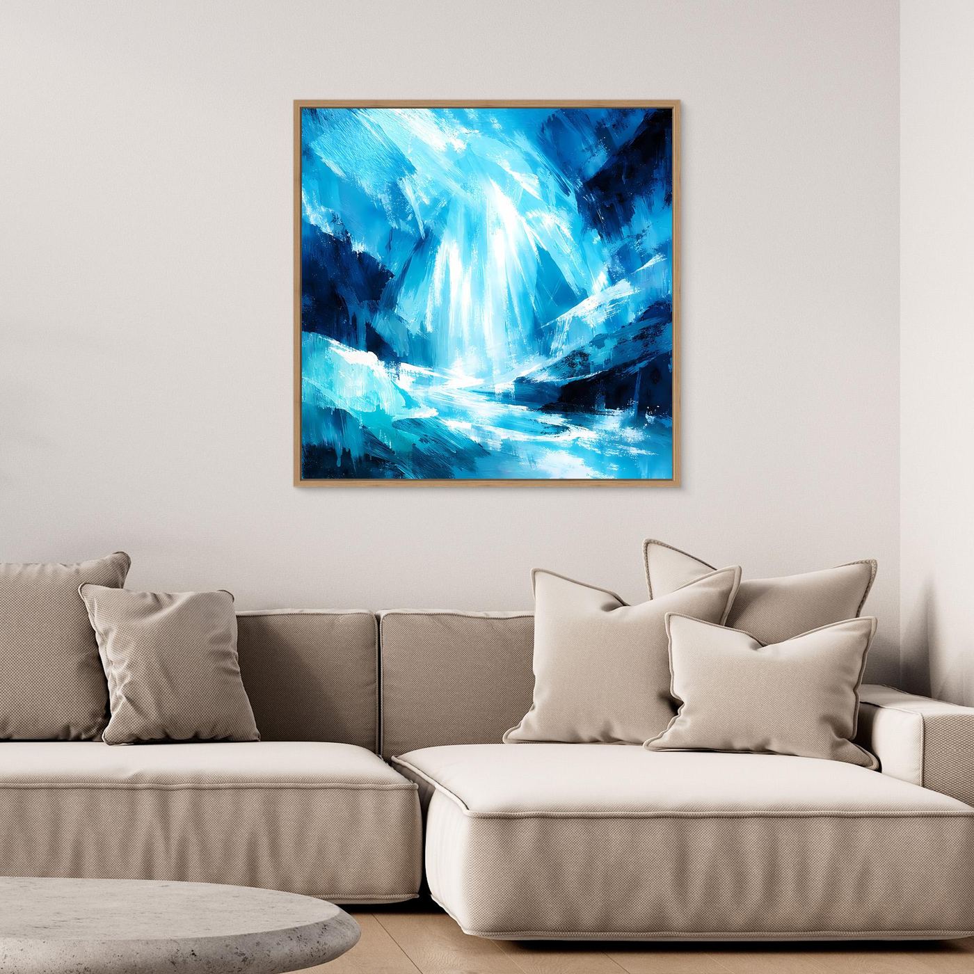 Leinwand Magischer Eiswasserfall | Abstraktes Natur Fantasy Wandbild