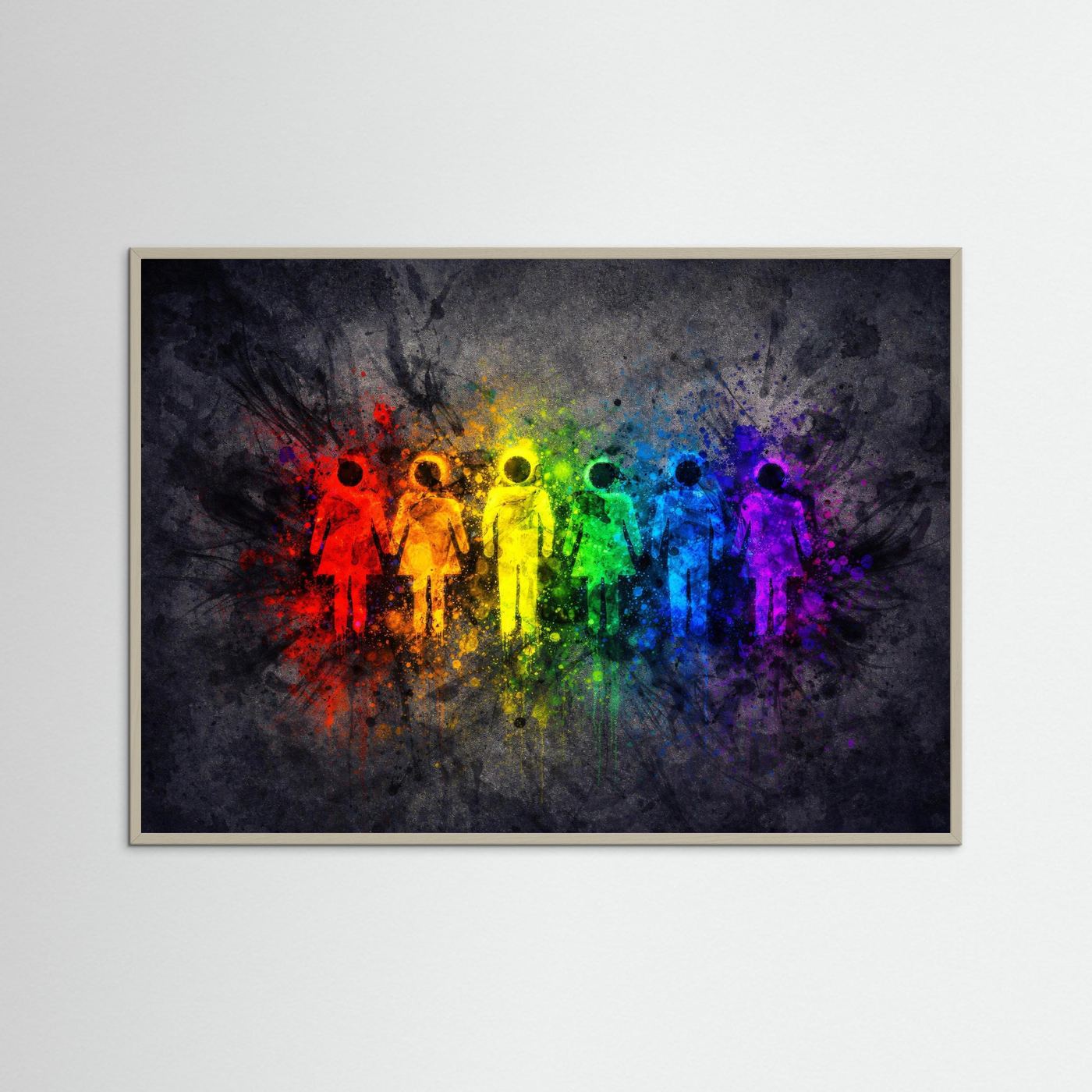Poster Regenbogen Menschen Silhouette | Modernes LGBT Pride Wandbild