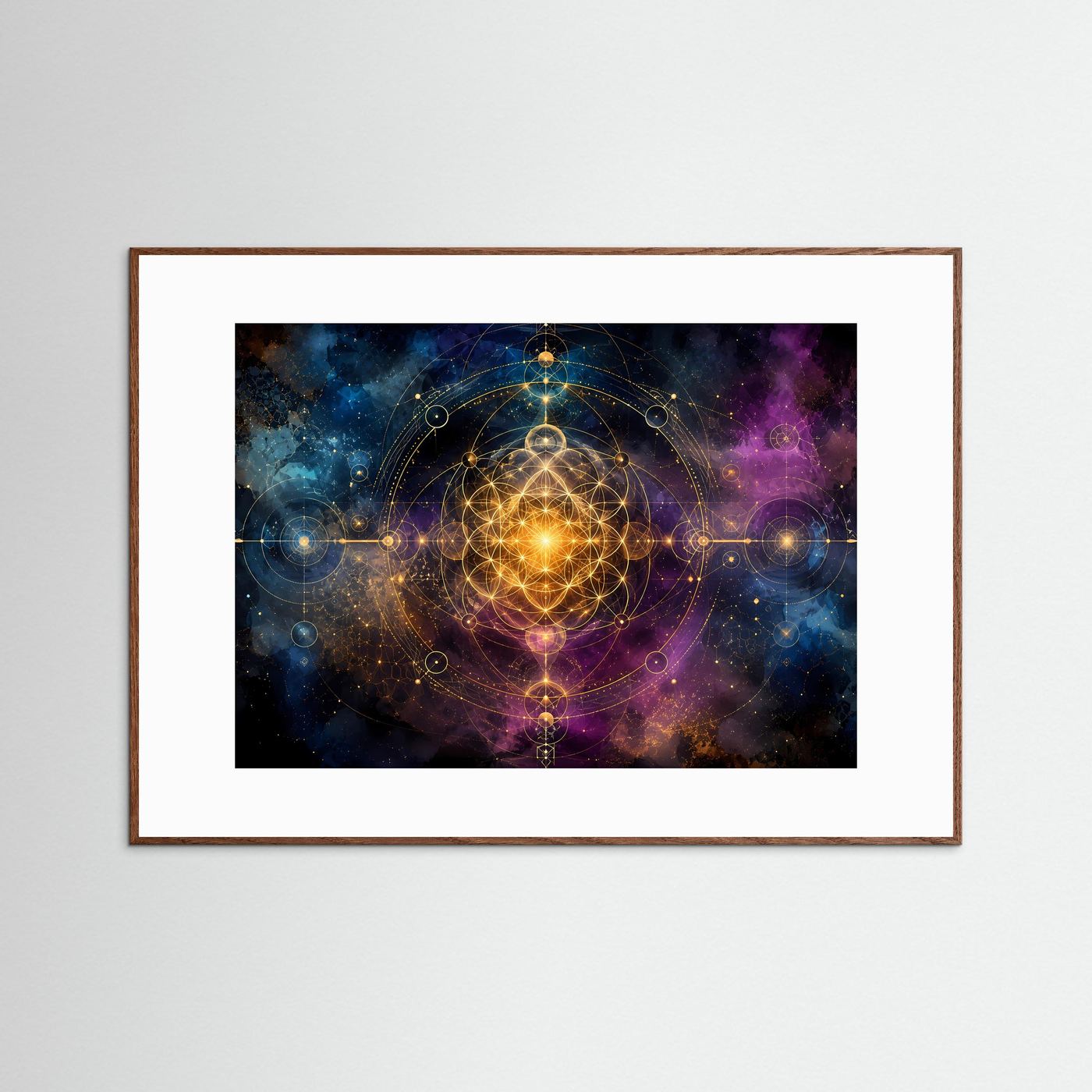 Heilige Geometrie im Kosmos | Spirituelles Universum & Astrologie Poster im Querformat